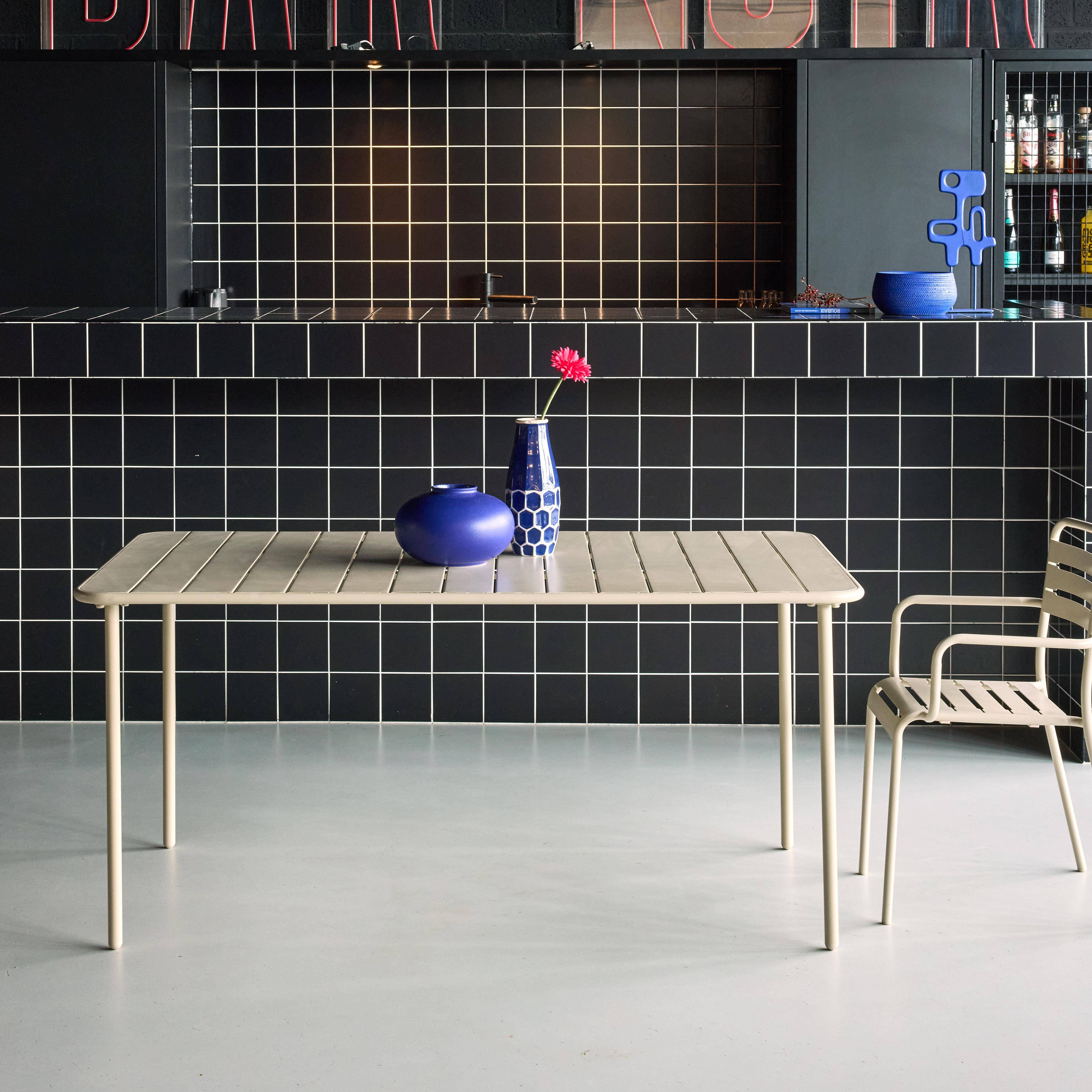 Table de jardin métal 6-8 places, beige, Amelia, 160x90xH72.5cm  Photo1