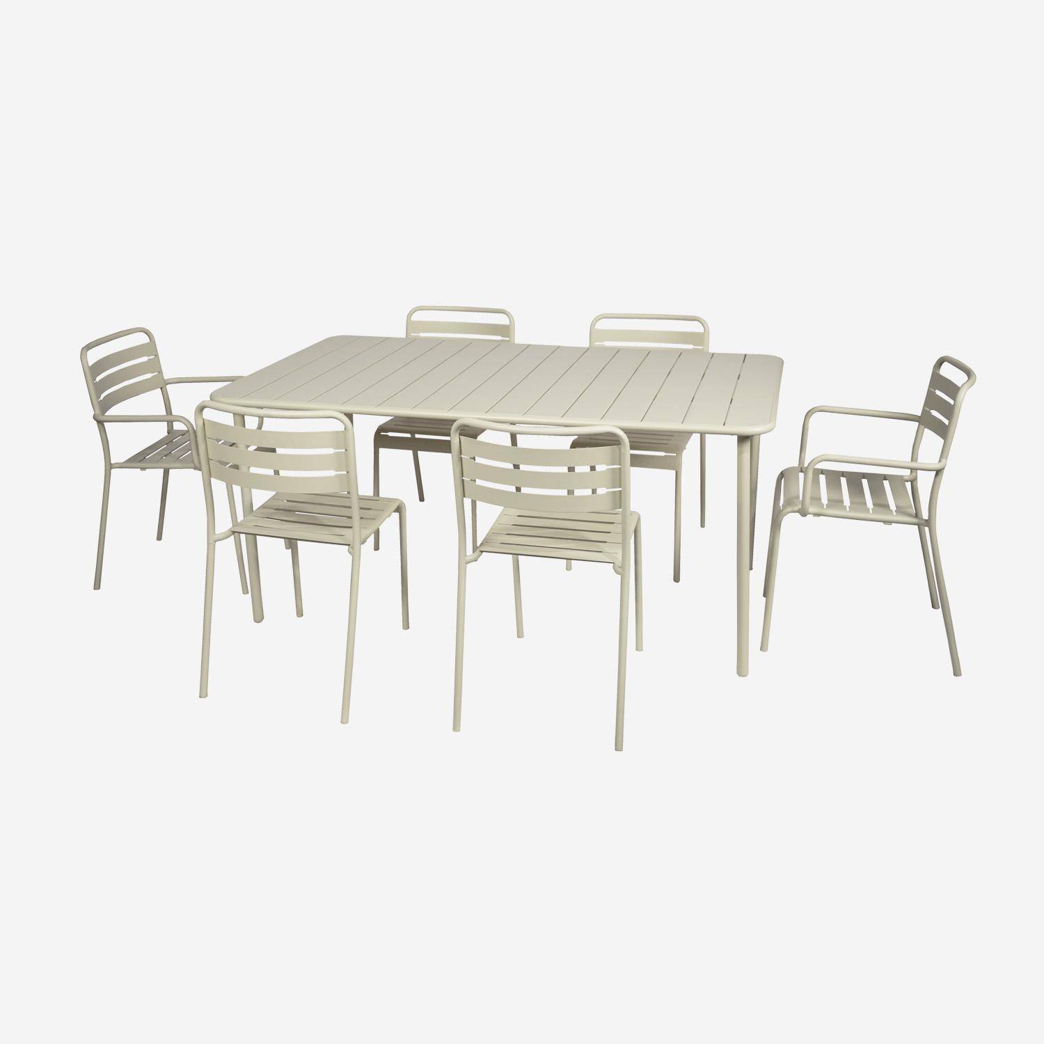 Gartentisch aus Metall für 6-8 Personen, beige, Amelia, 160x90xH72.5cm Photo3