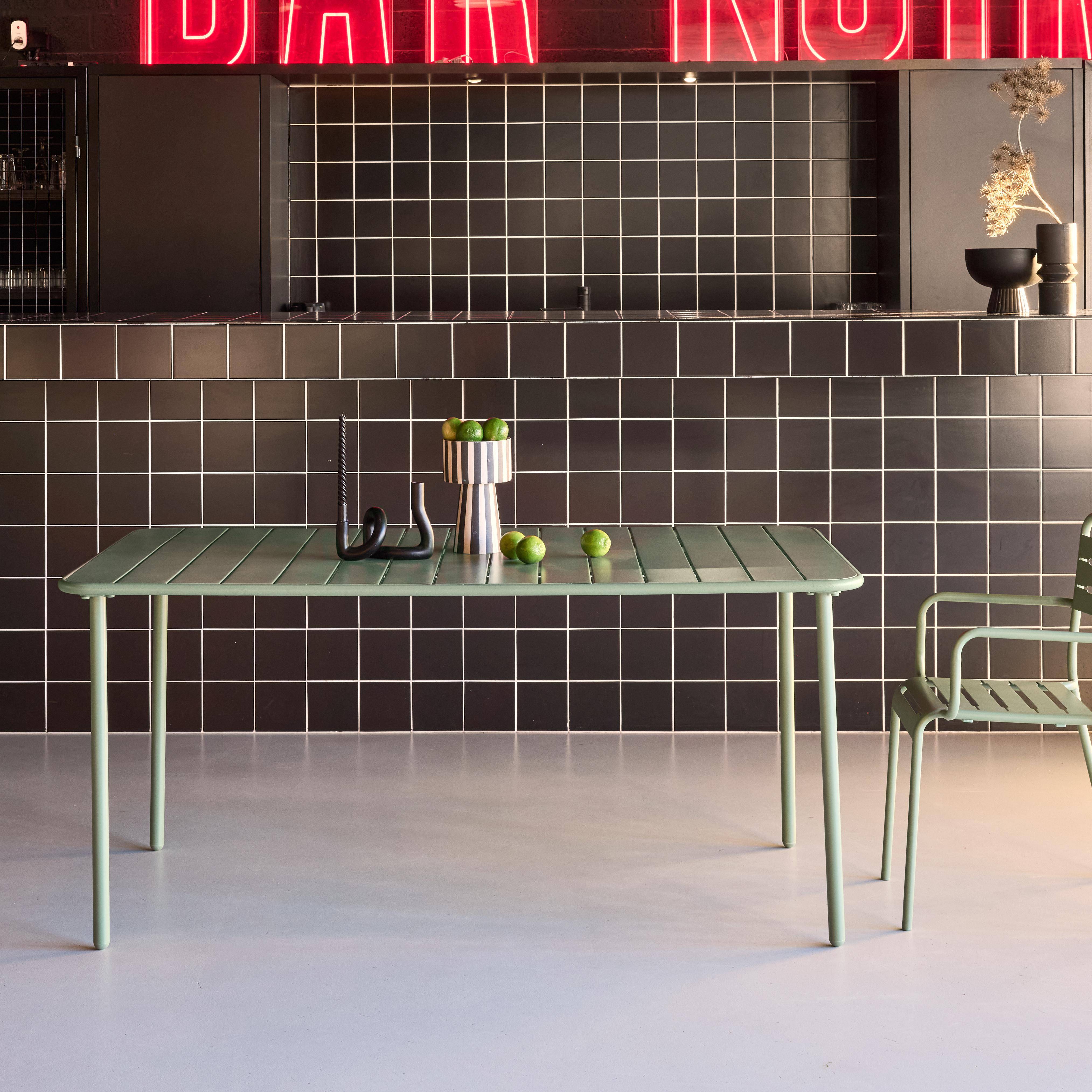 Table de jardin métal 6-8 places, vert, Amelia, 160x90xH72.5cm ,sweeek,Photo2