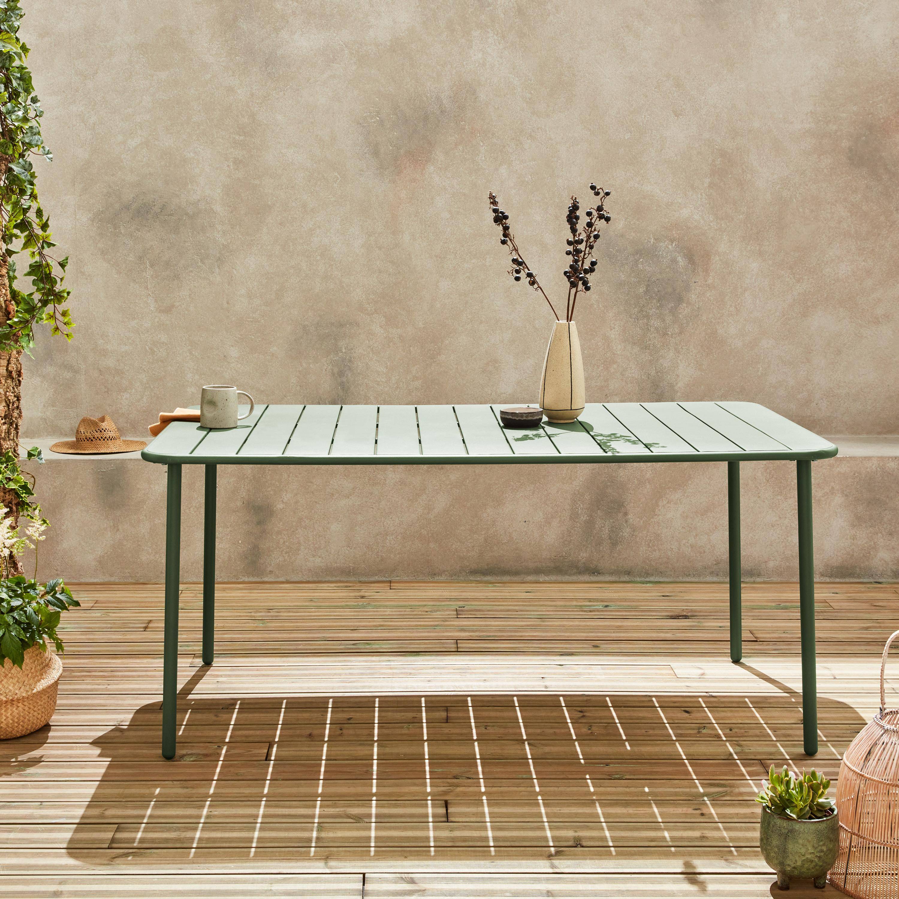 Metalen tuintafel 6-8 zitplaatsen, groen, Amelia, 160x90xH72.5cm Photo2