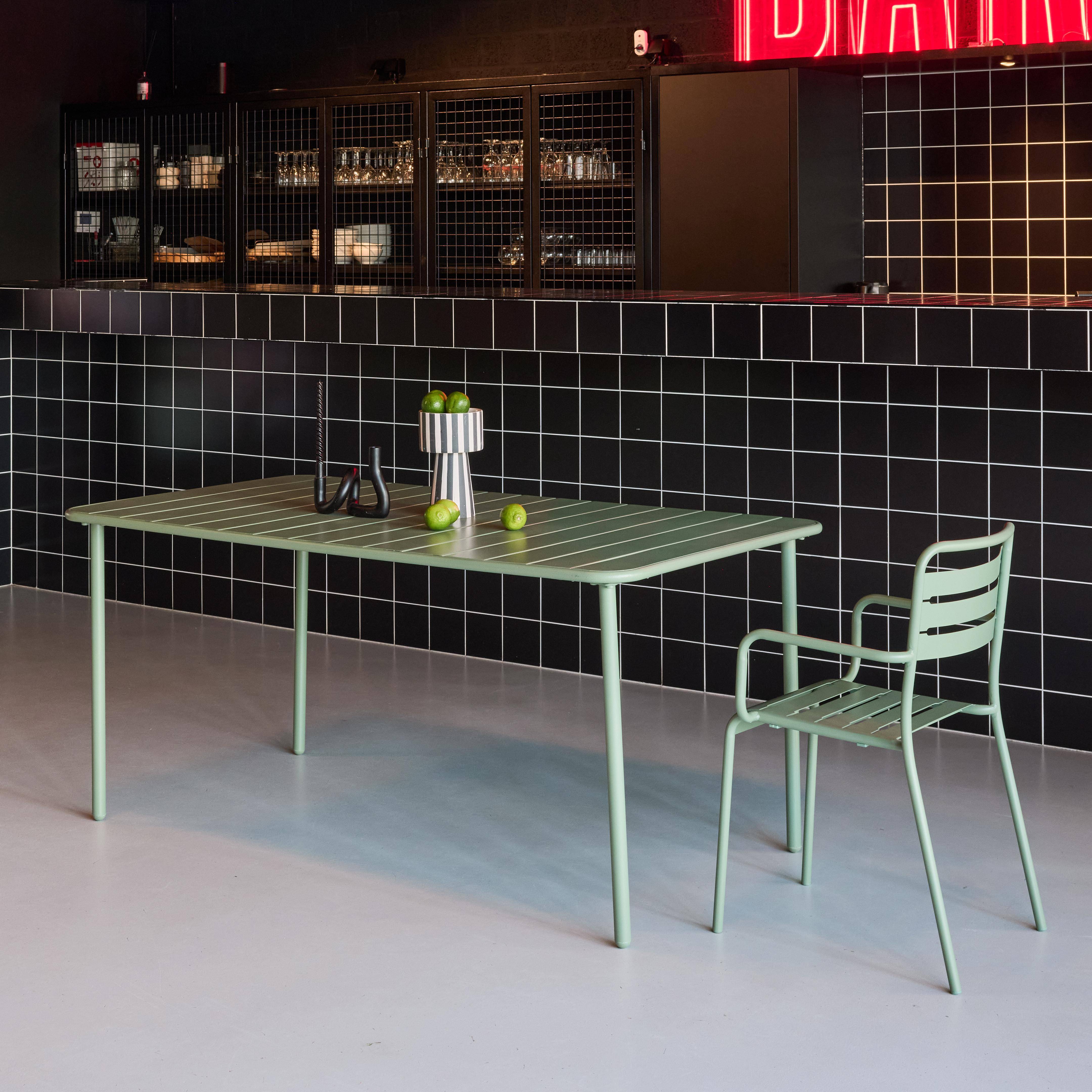 Table de jardin métal 6-8 places, vert, Amelia, 160x90xH72.5cm ,sweeek,Photo2