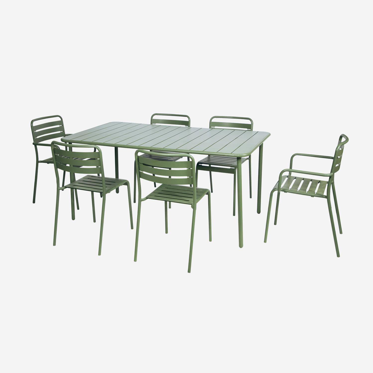 Metalen tuintafel 6-8 zitplaatsen, groen, Amelia, 160x90xH72.5cm Photo5