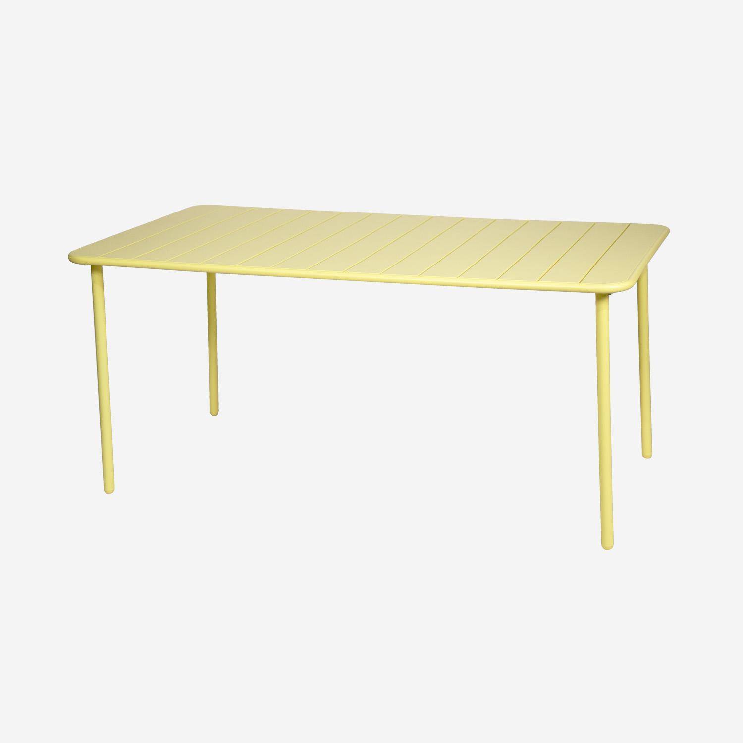 Table de jardin métal 6-8 places, jaune, Amelia, 160x90xH72.5cm  Photo1