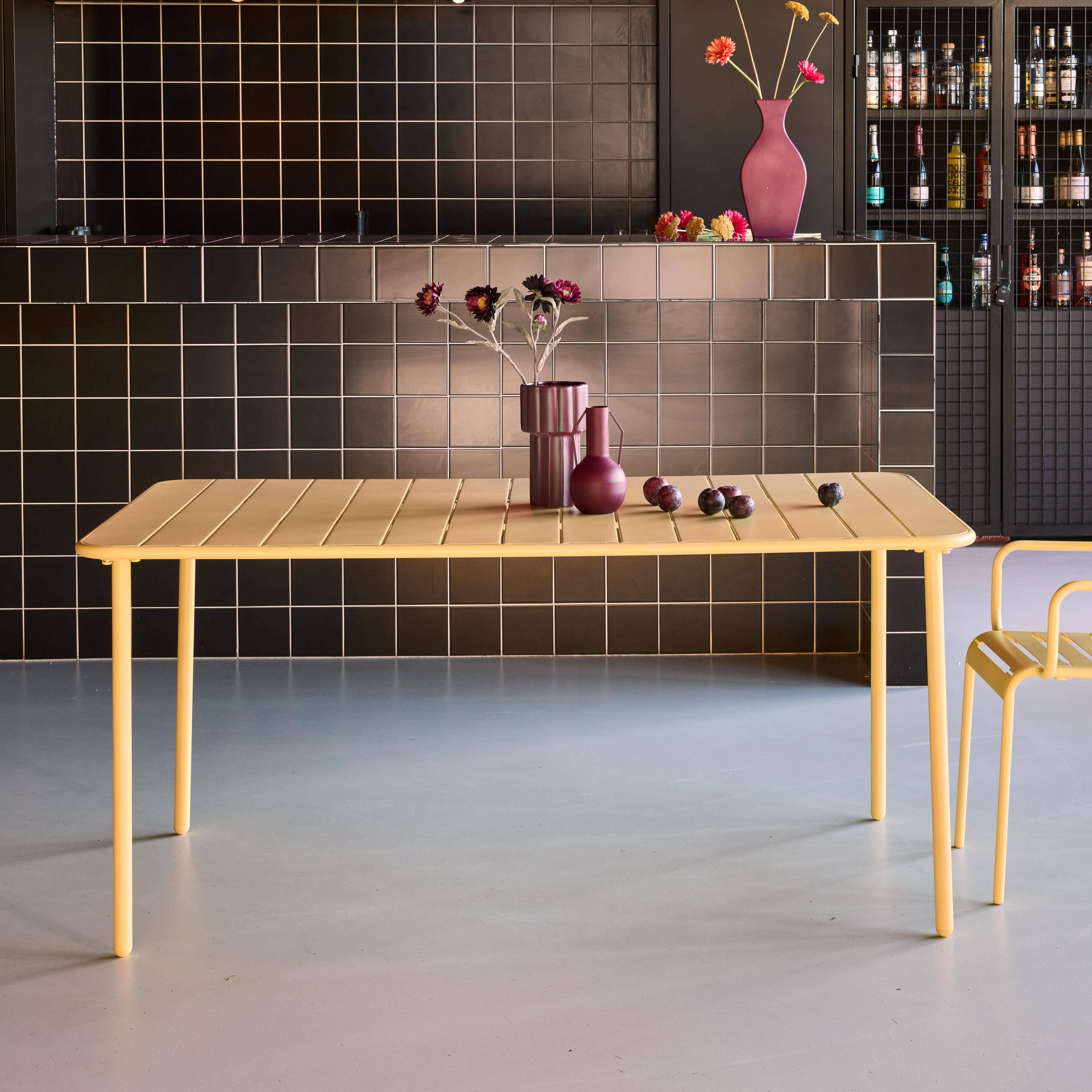 Table de jardin métal 6-8 places, jaune, Amelia, 160x90xH72.5cm  Photo1