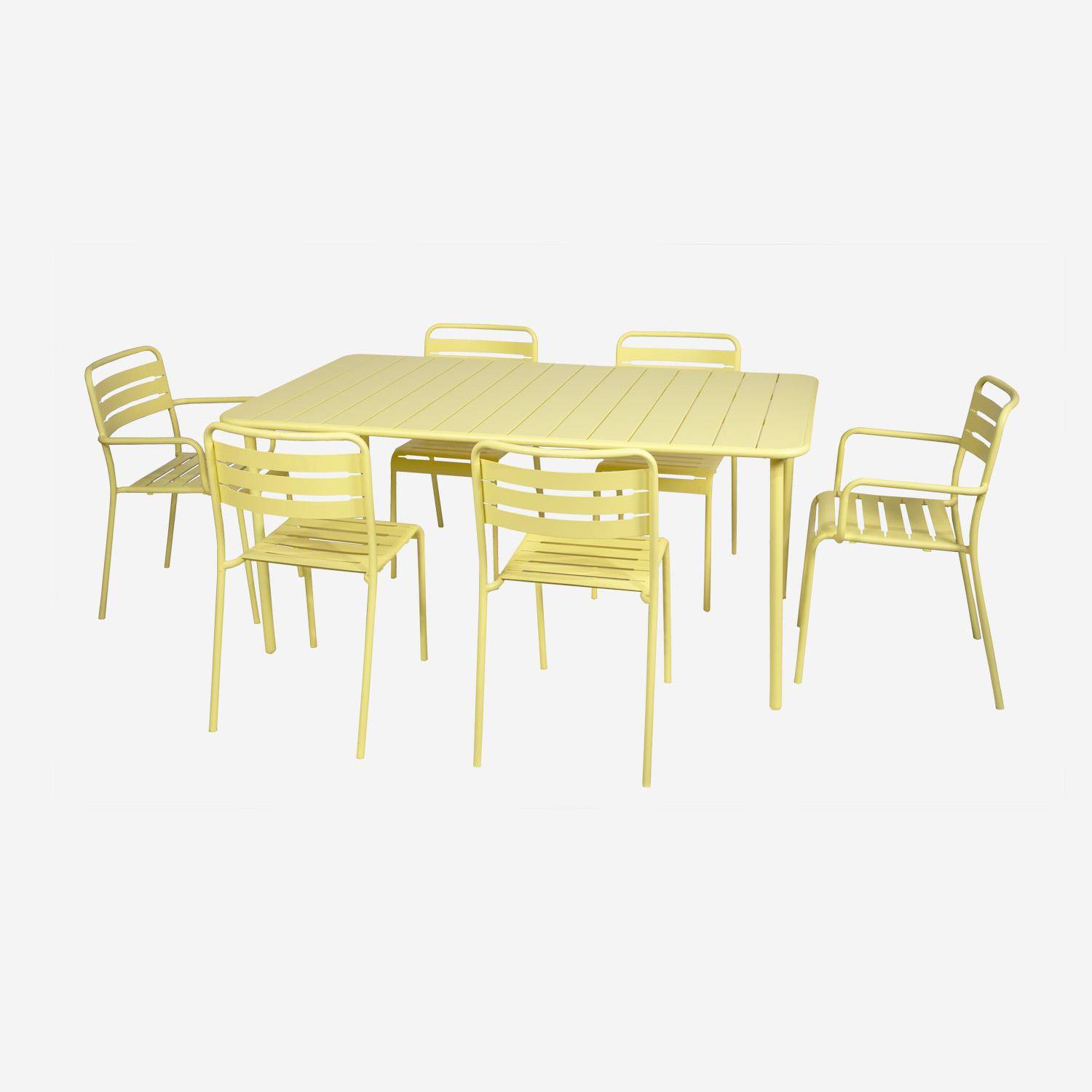 Table de jardin métal 6-8 places, jaune, Amelia, 160x90xH72.5cm ,sweeek,Photo3