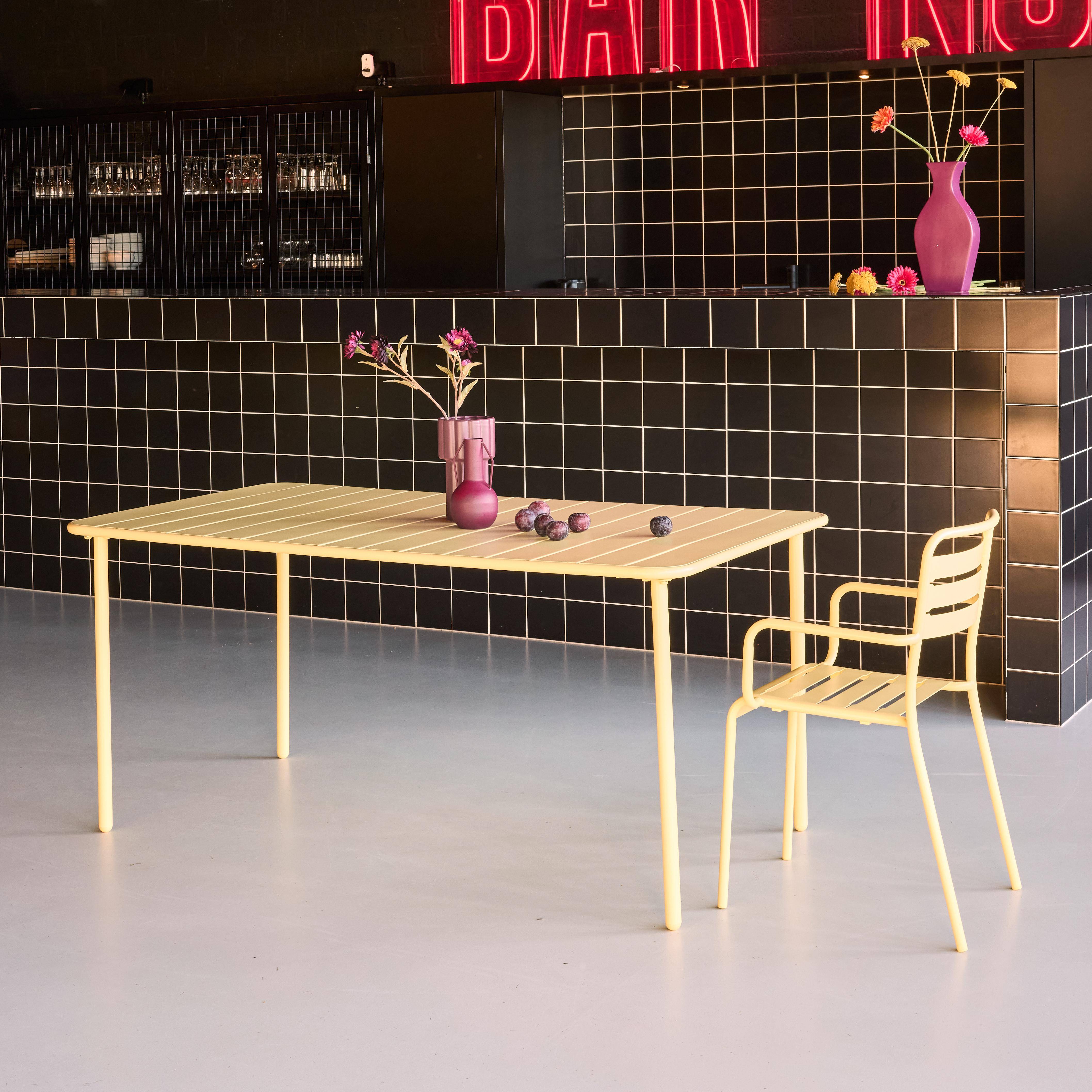 Table de jardin métal 6-8 places, jaune, Amelia, 160x90xH72.5cm ,sweeek,Photo2