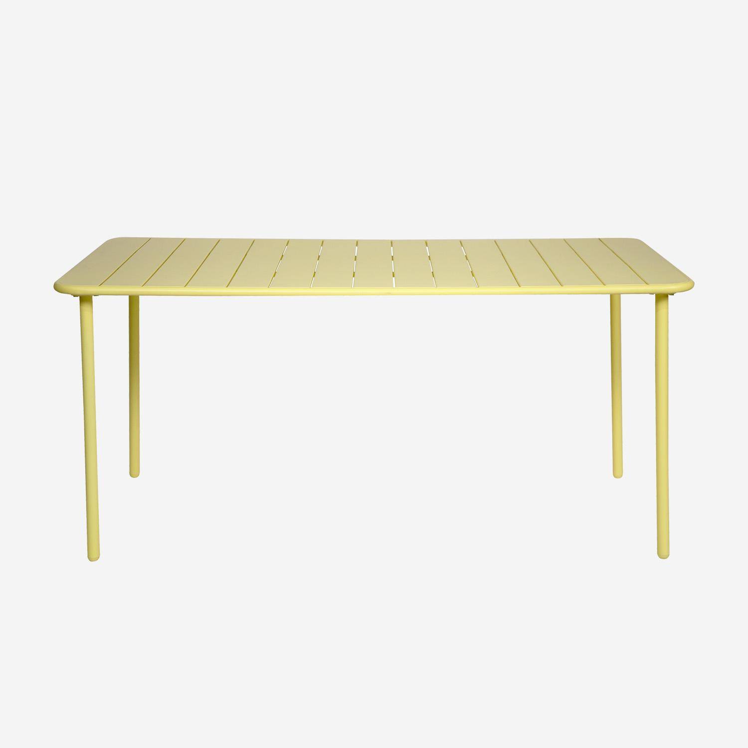 Table de jardin métal 6-8 places, jaune, Amelia, 160x90xH72.5cm  Photo2