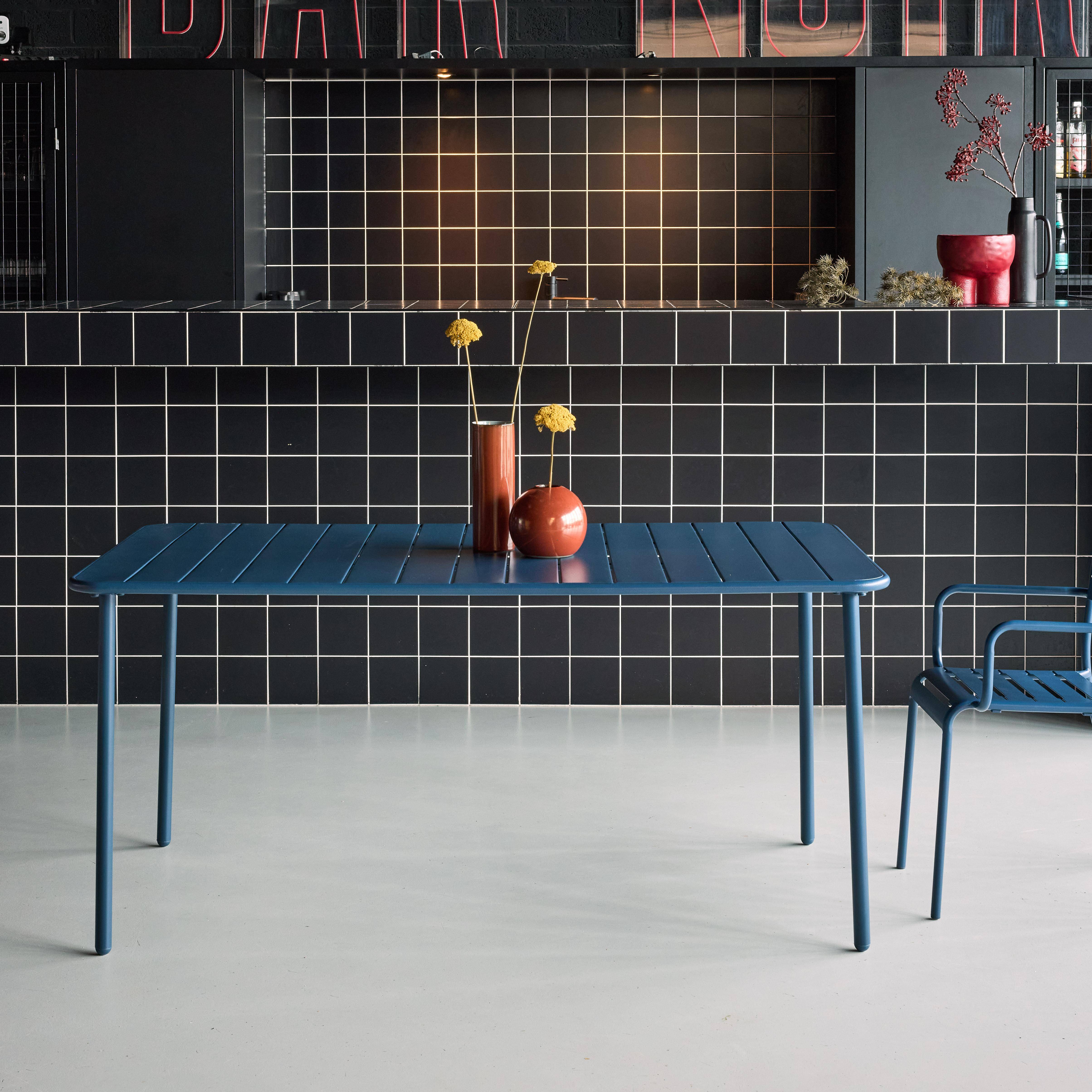 Table de jardin métal 6-8 places, marine, Amelia, 160x90xH72.5cm ,sweeek,Photo1