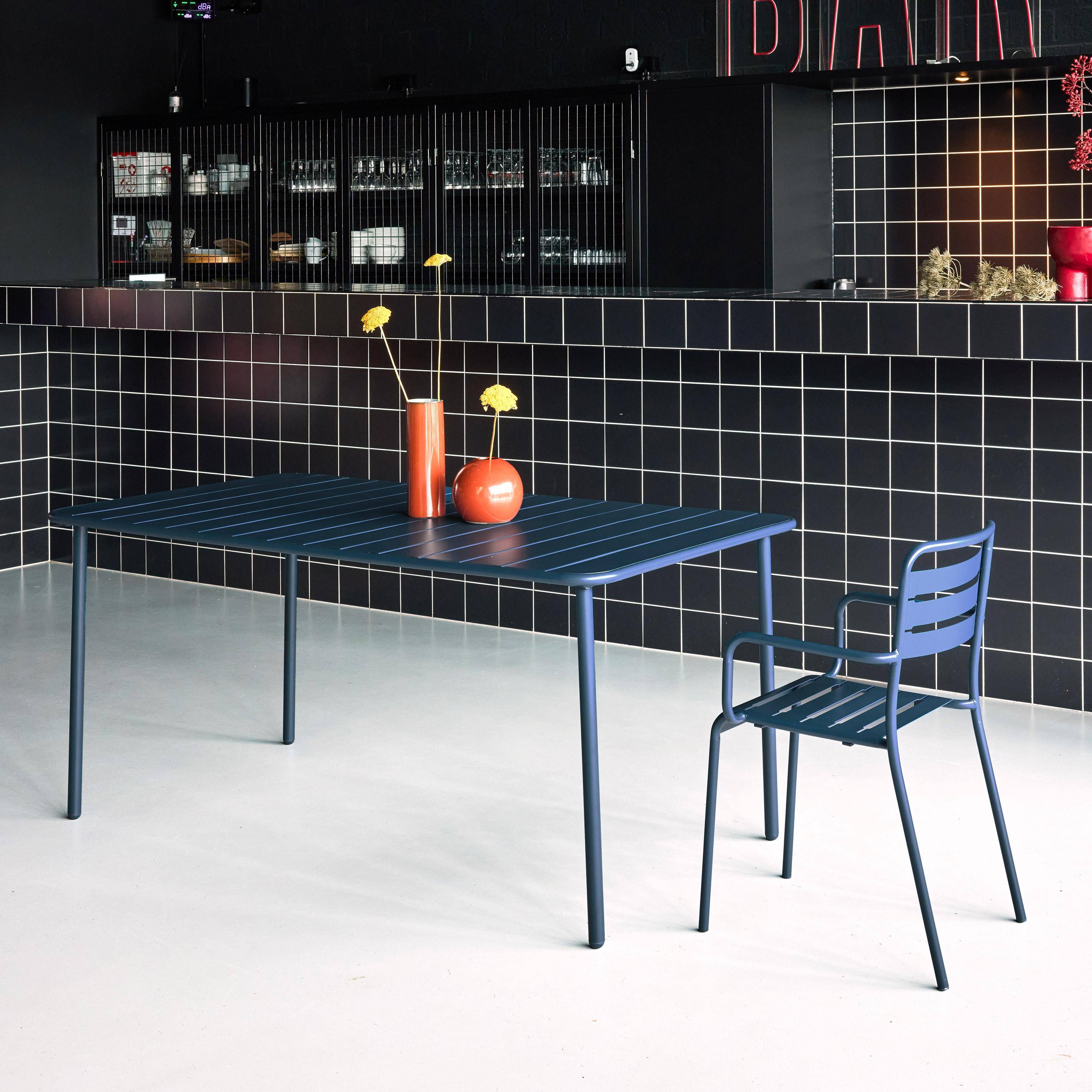 Mesa de jardín bistró de acero, 6-8 plazas, 160cm Azul marino - 160x90x72.5 cm Photo3