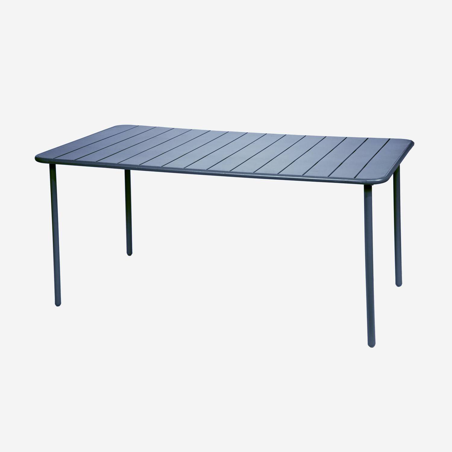 Mesa de jardín de metal de 6-8 plazas, Amelia 160cm, Azul marino, 160x90x72.5 cm Photo3