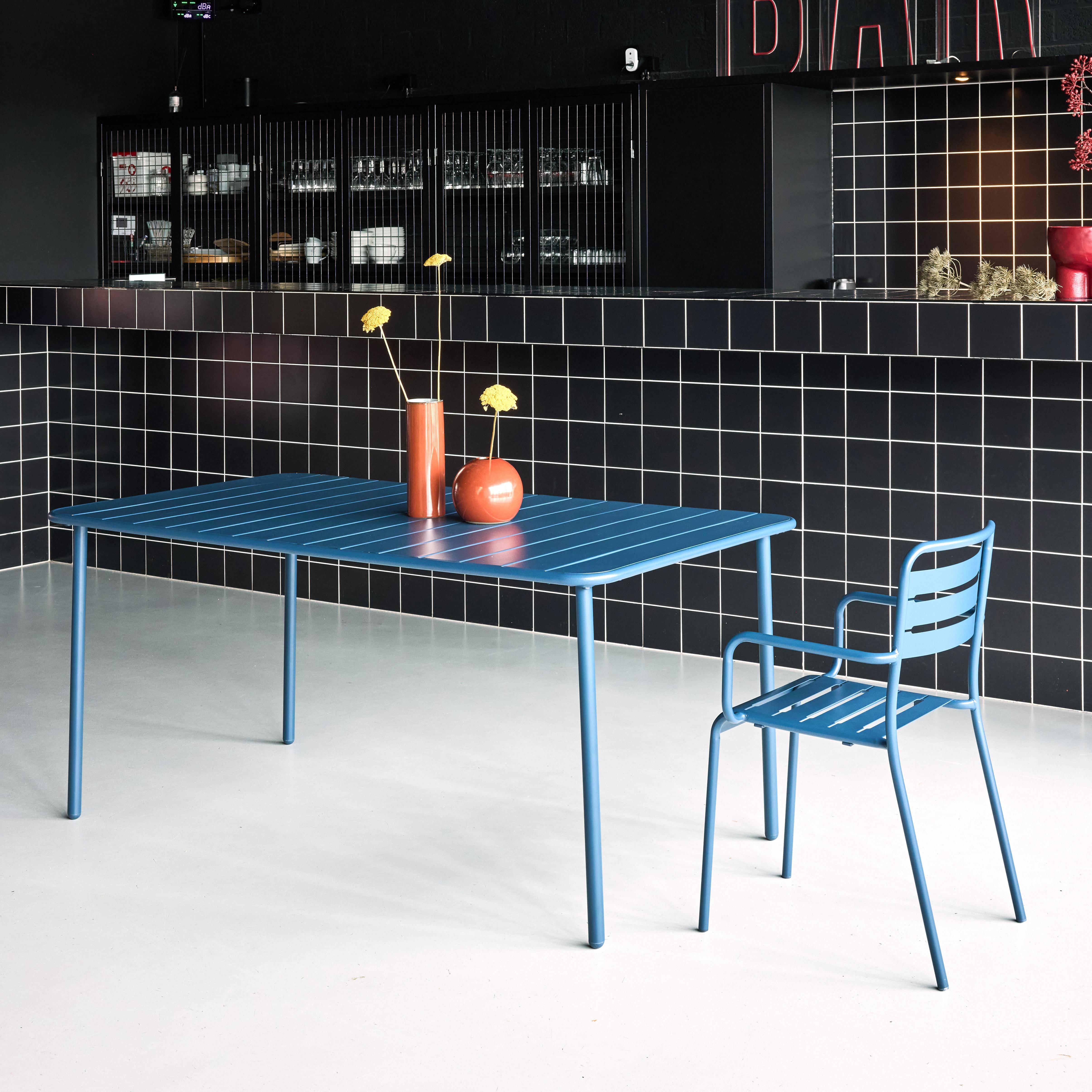 Table de jardin métal 6-8 places, marine, Amelia, 160x90xH72.5cm ,sweeek,Photo2