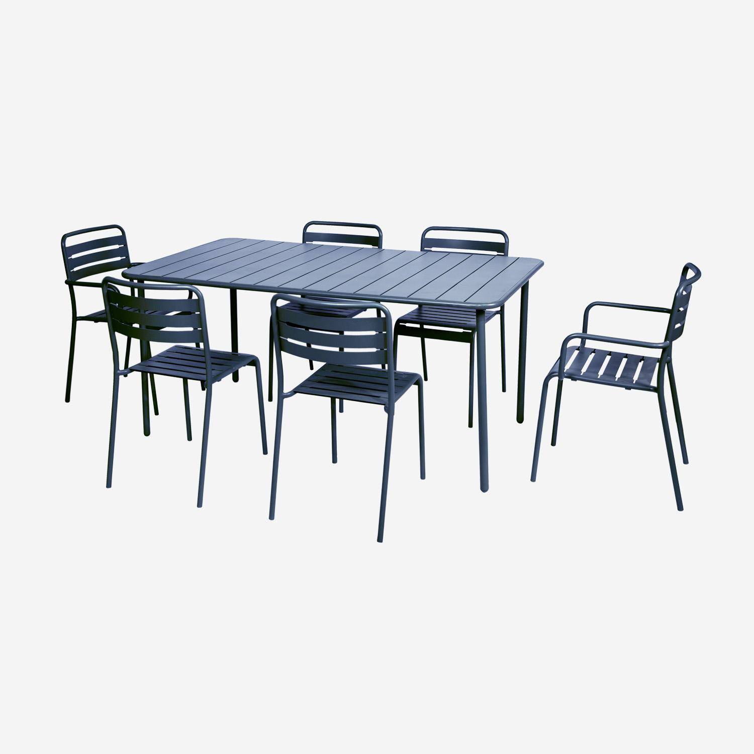Mesa de jardín de metal de 6-8 plazas, Amelia 160cm, Azul marino, 160x90x72.5 cm Photo5