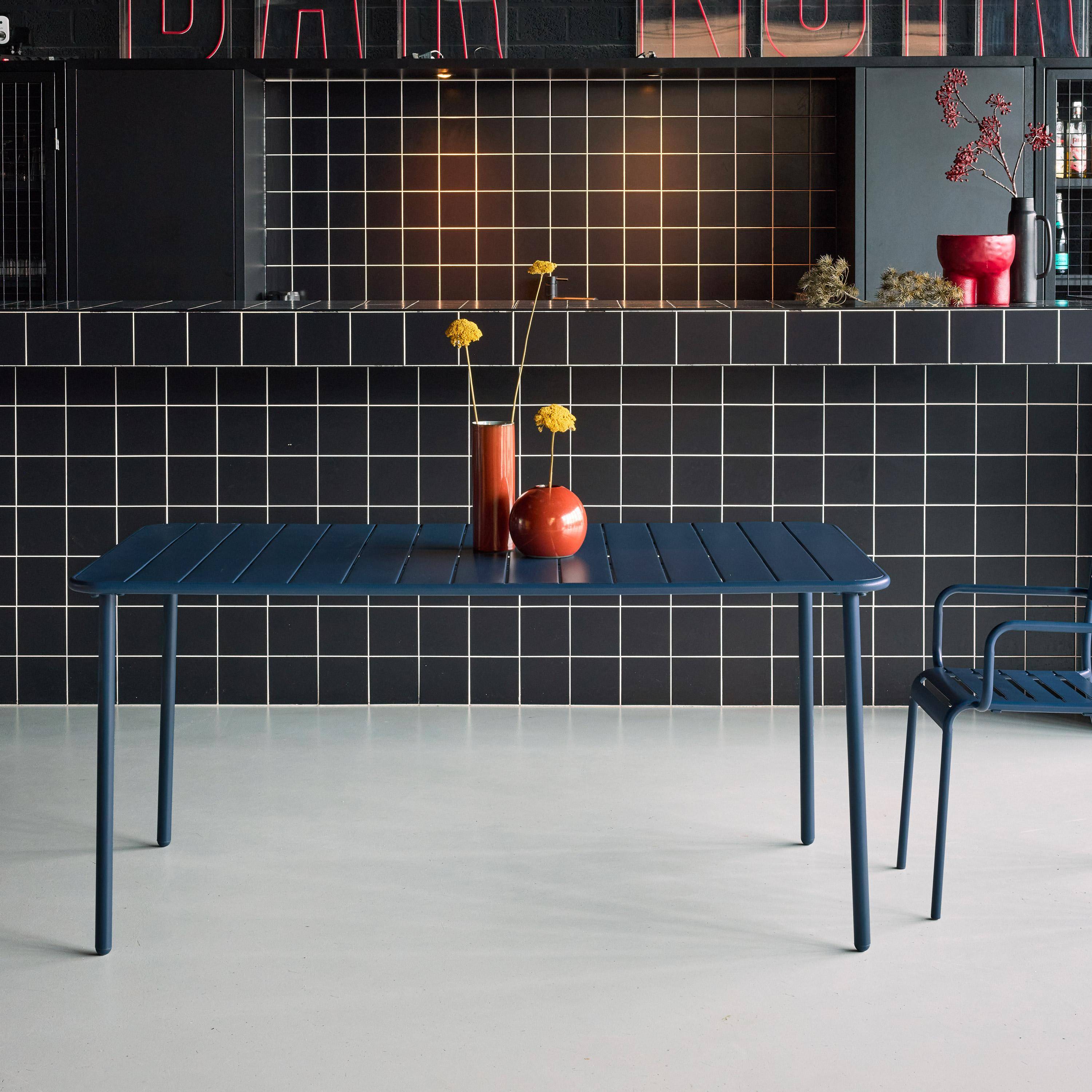 Mesa de jardín bistró de acero, 6-8 plazas, 160cm Azul marino - 160x90x72.5 cm,sweeek,Photo2