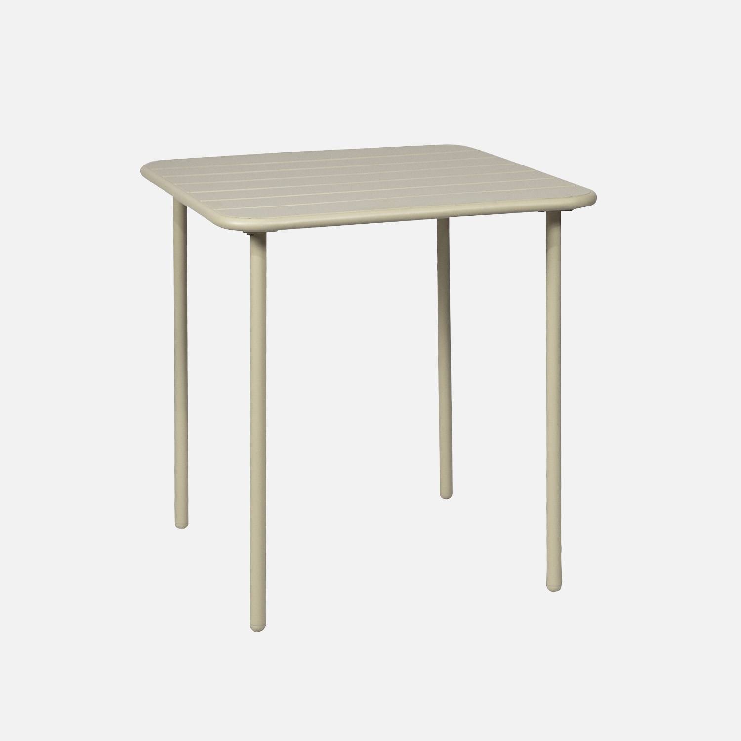 2-seater square steel garden table, Beige