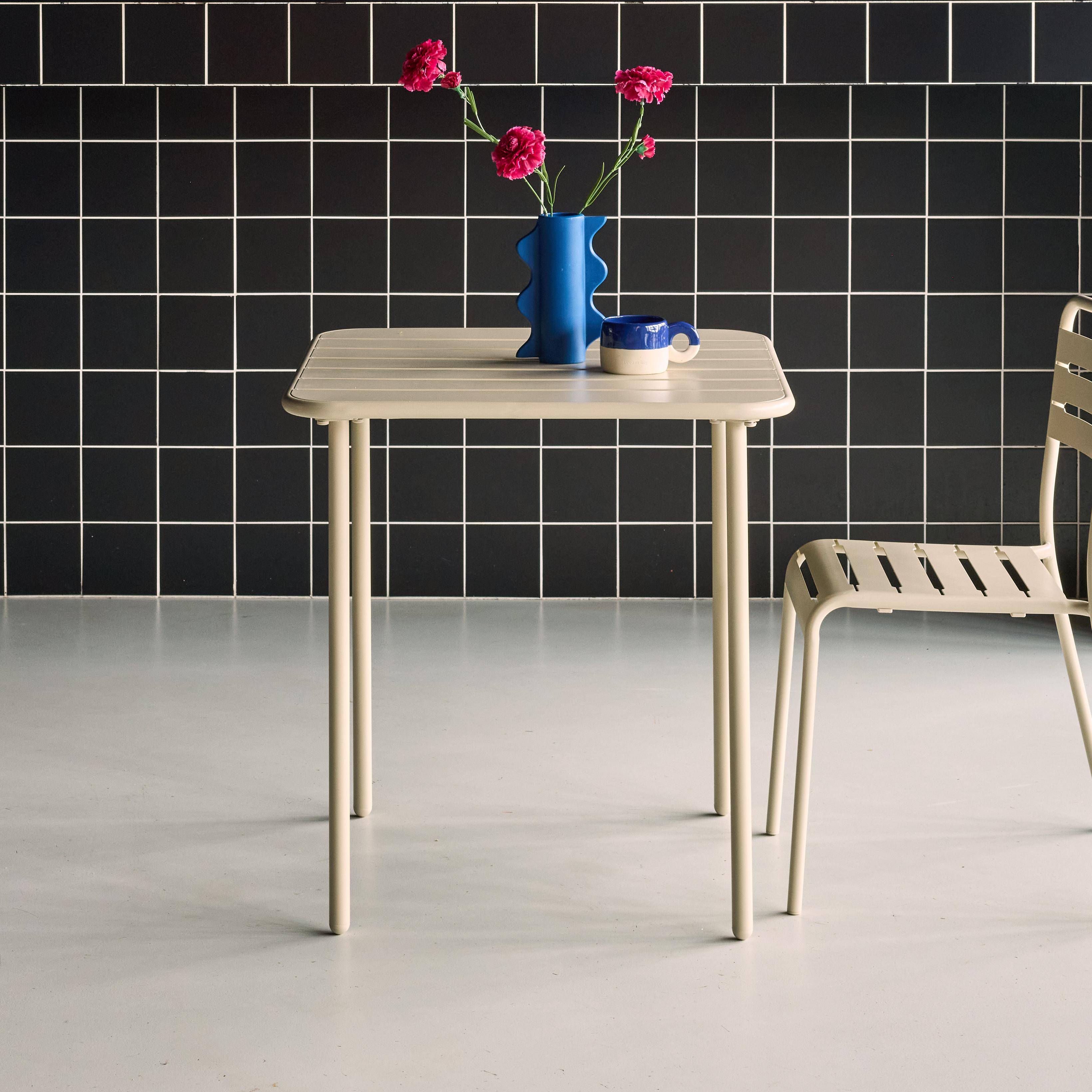 Mesa de jardim metálica de 2 lugares, Amelia 70cm, Beige, 70x70x72.5 cm Photo1