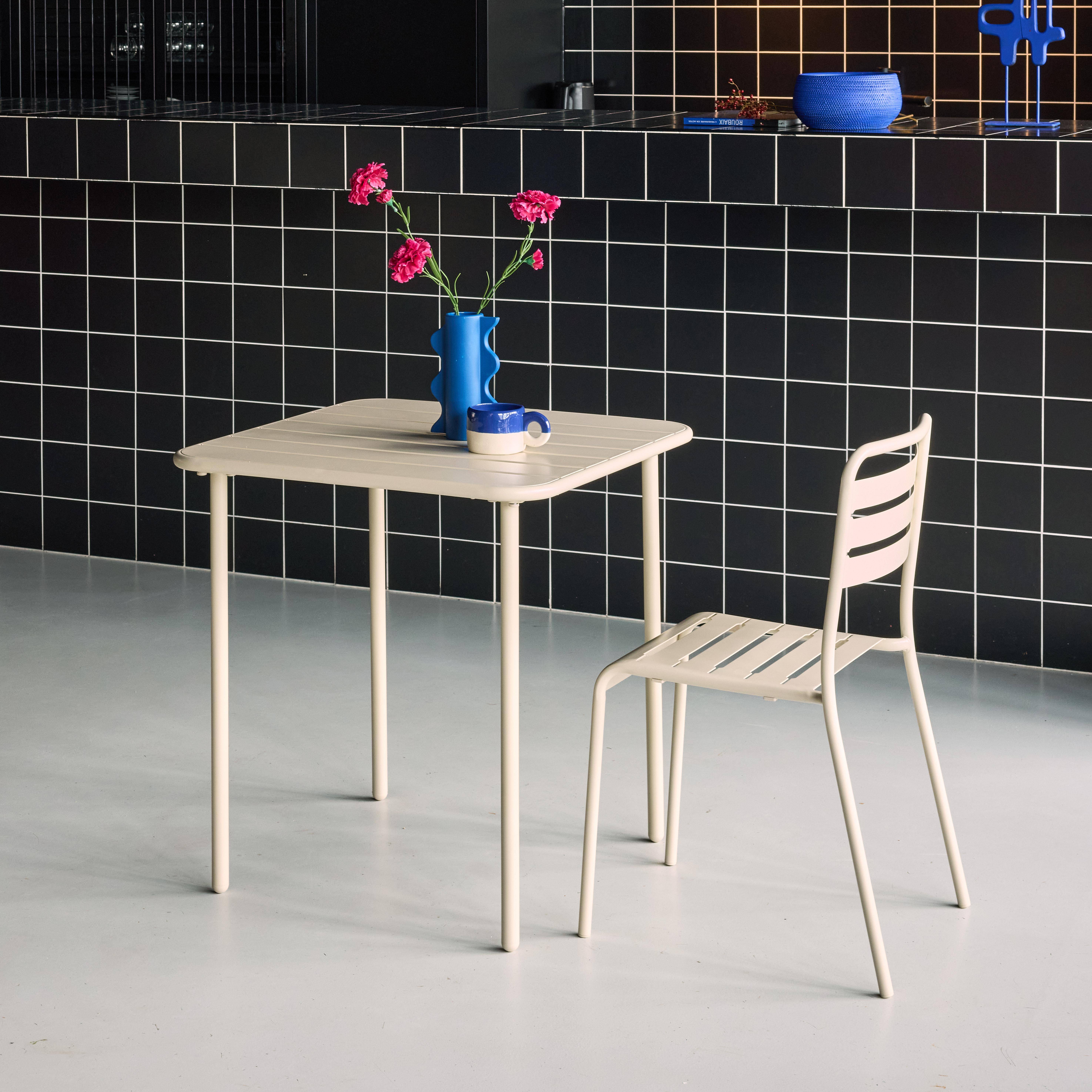 Mesa de jardim metálica de 2 lugares, Amelia 70cm, Beige, 70x70x72.5 cm,sweeek,Photo2