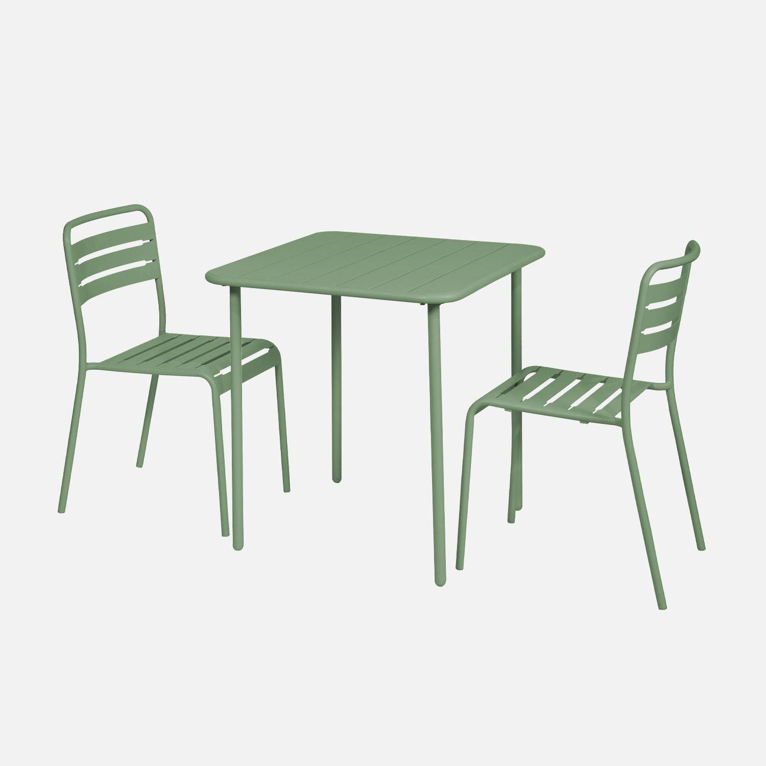 Gartentisch aus Metall für 2 Personen, grün, Amelia, 70x70cm, Rostschutzbehandlung, abgerundete Latten und Kanten Photo5