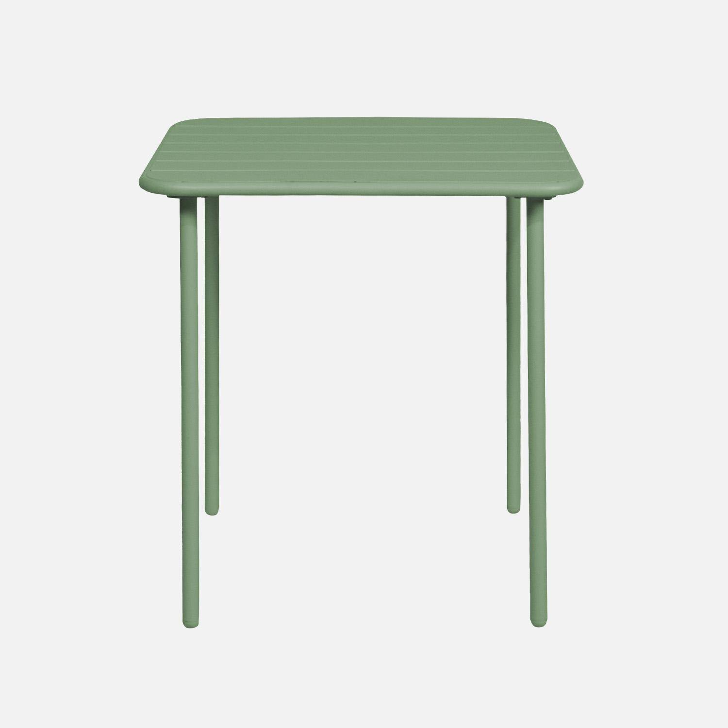 Gartentisch aus Metall für 2 Personen, grün, Amelia, 70x70cm, Rostschutzbehandlung, abgerundete Latten und Kanten Photo4