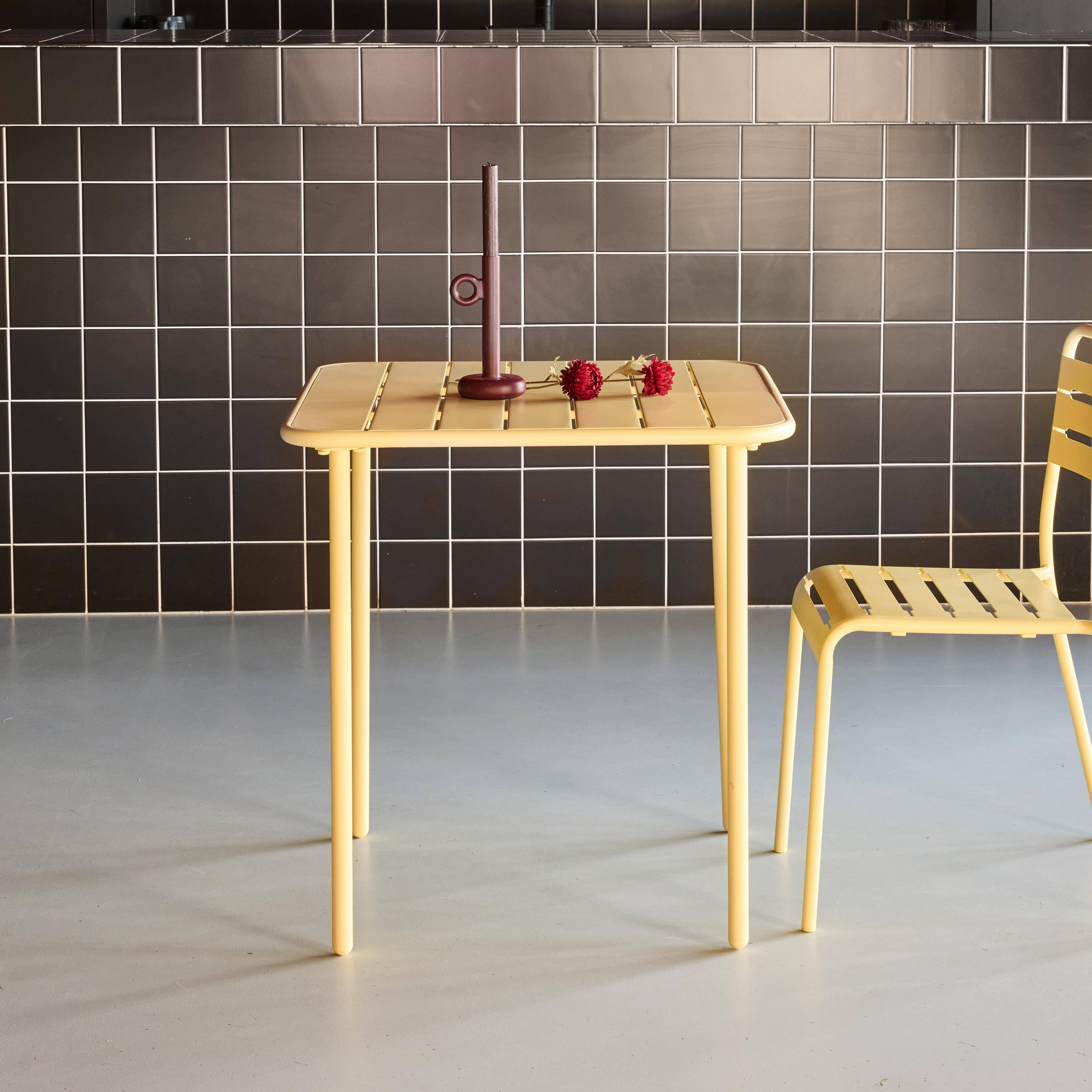 Mesa de jardim metálica de 2 lugares, Amelia 70cm, Amarelo, 70x70x72.5 cm Photo2
