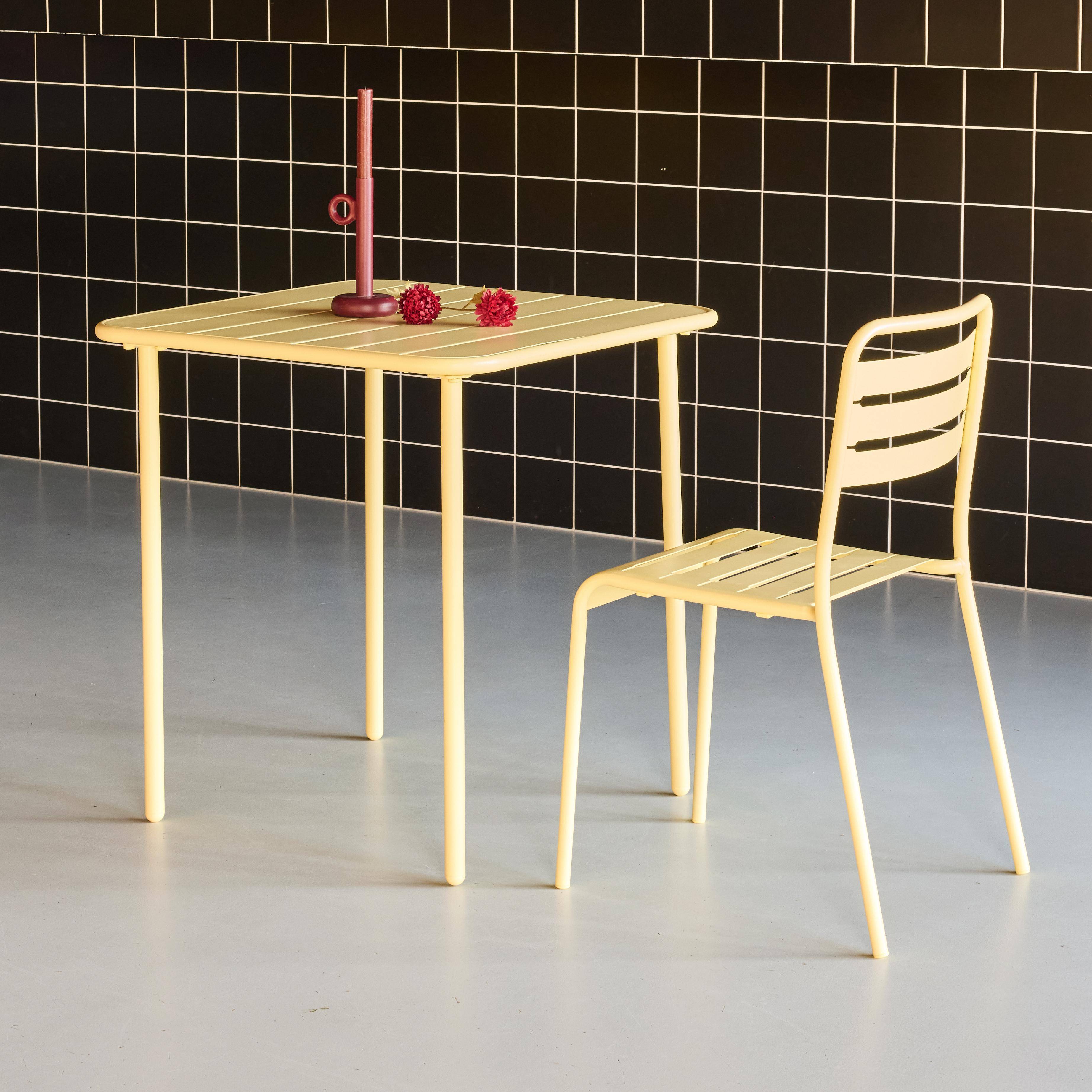 Mesa de jardim metálica de 2 lugares, Amelia 70cm, Amarelo, 70x70x72.5 cm Photo1