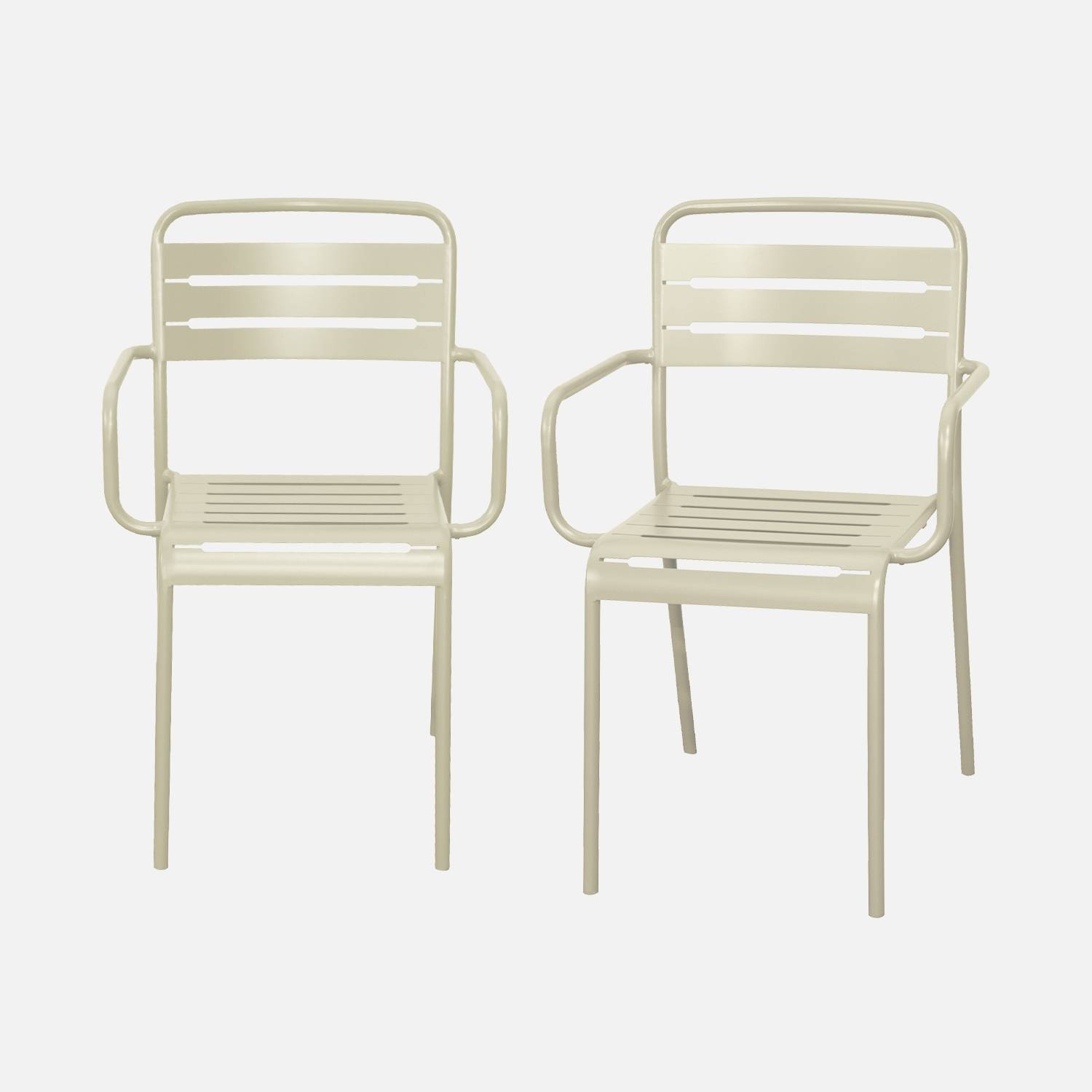 Set di 2 poltrone da giardino in acciaio, Beige