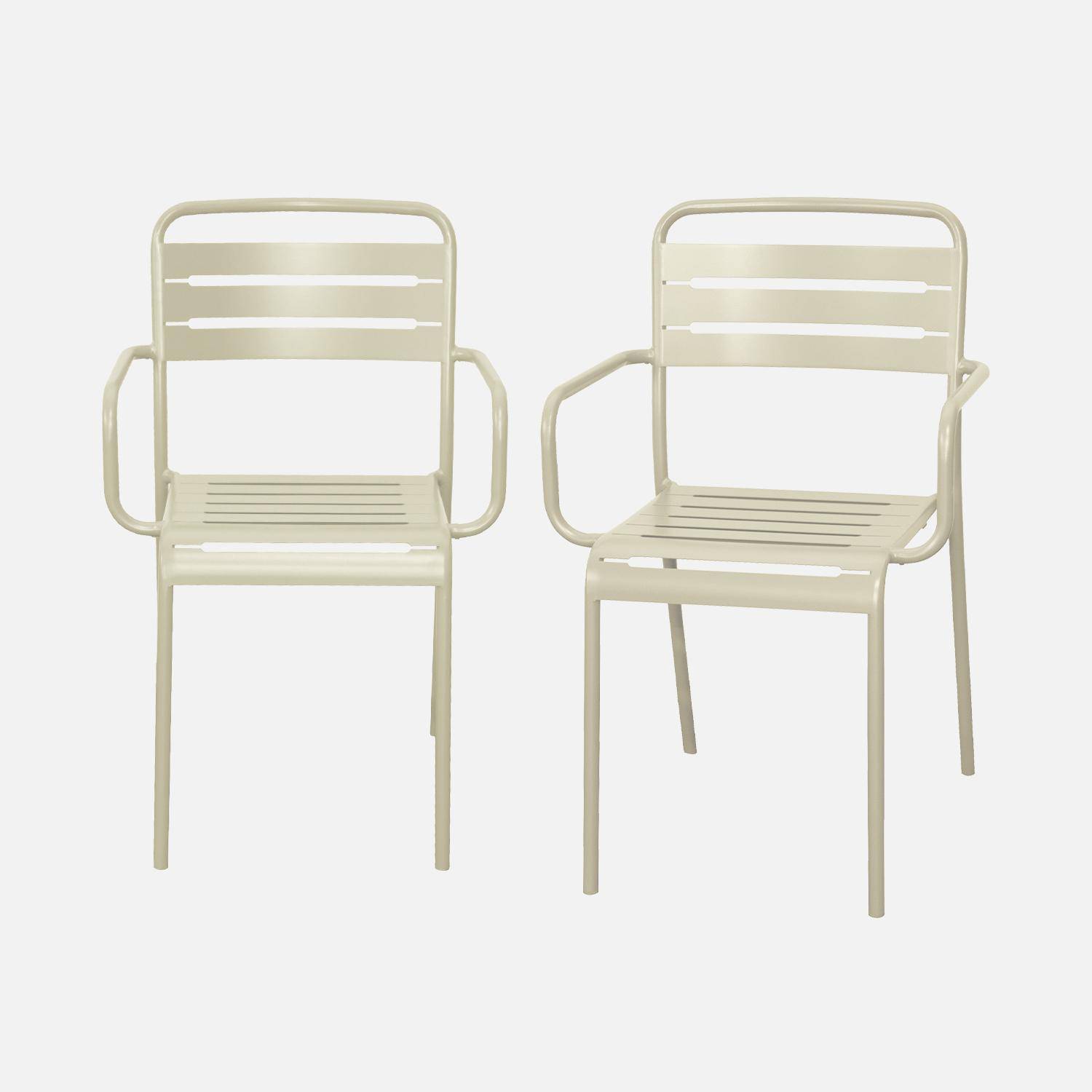 Set van 2 stalen tuinstoelen, beige, Amelia, B50.4 X D53 X H79.5cm Photo1