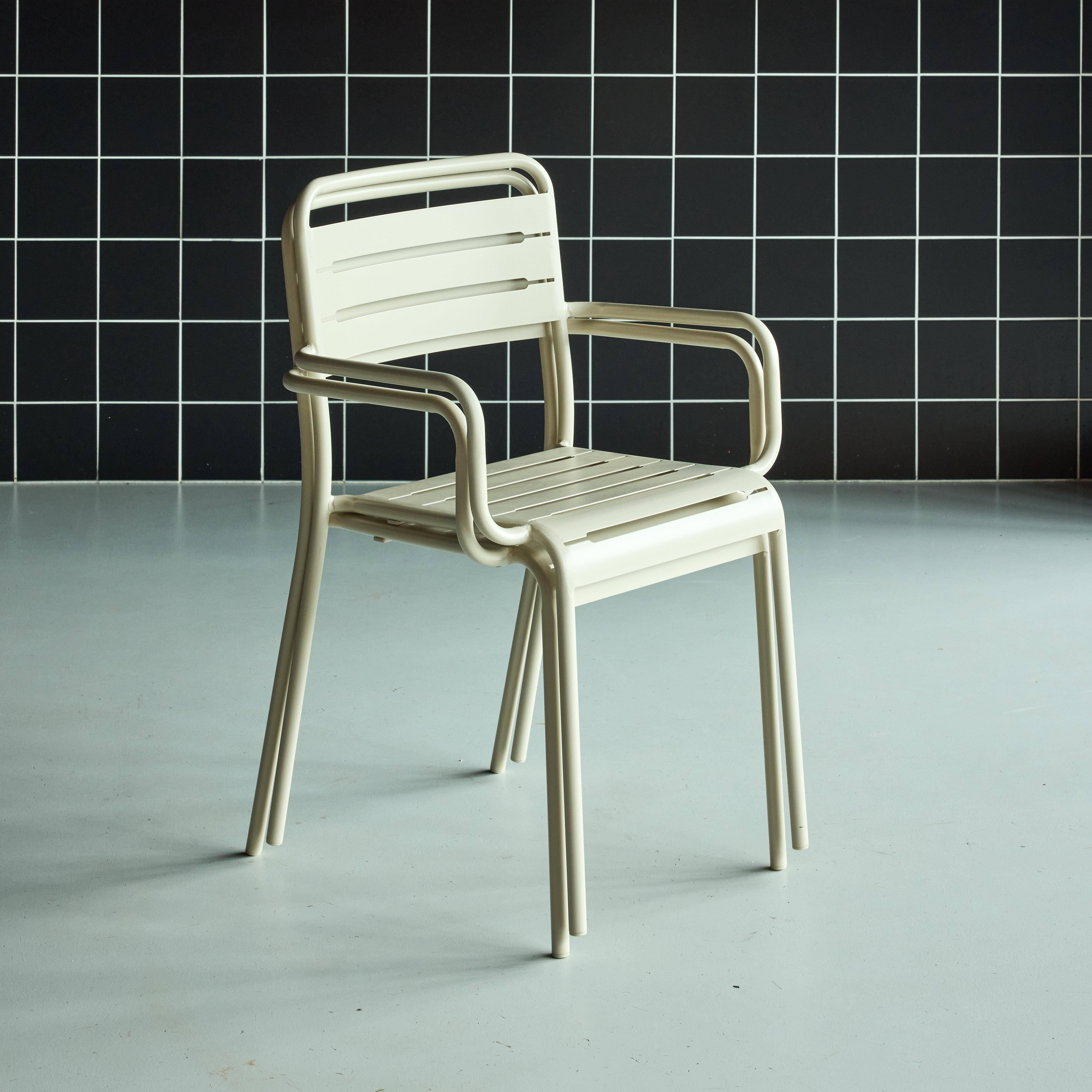 Lot de 2 fauteuils de jardin acier, 2 places, beige, Amelia, L50.4 X P53 X H79.5cm  Photo2