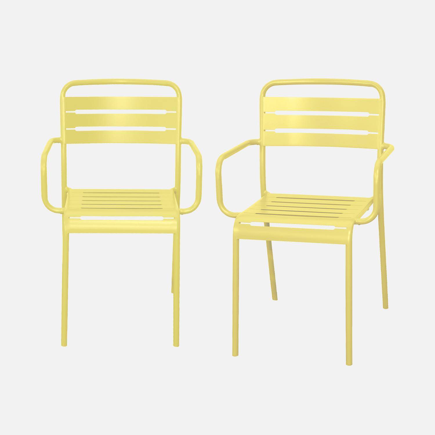 2er-Set Gartensessel aus Stahl, gelb, Amelia, B50.4 X T53 X H79.5cm,sweeek,Photo3