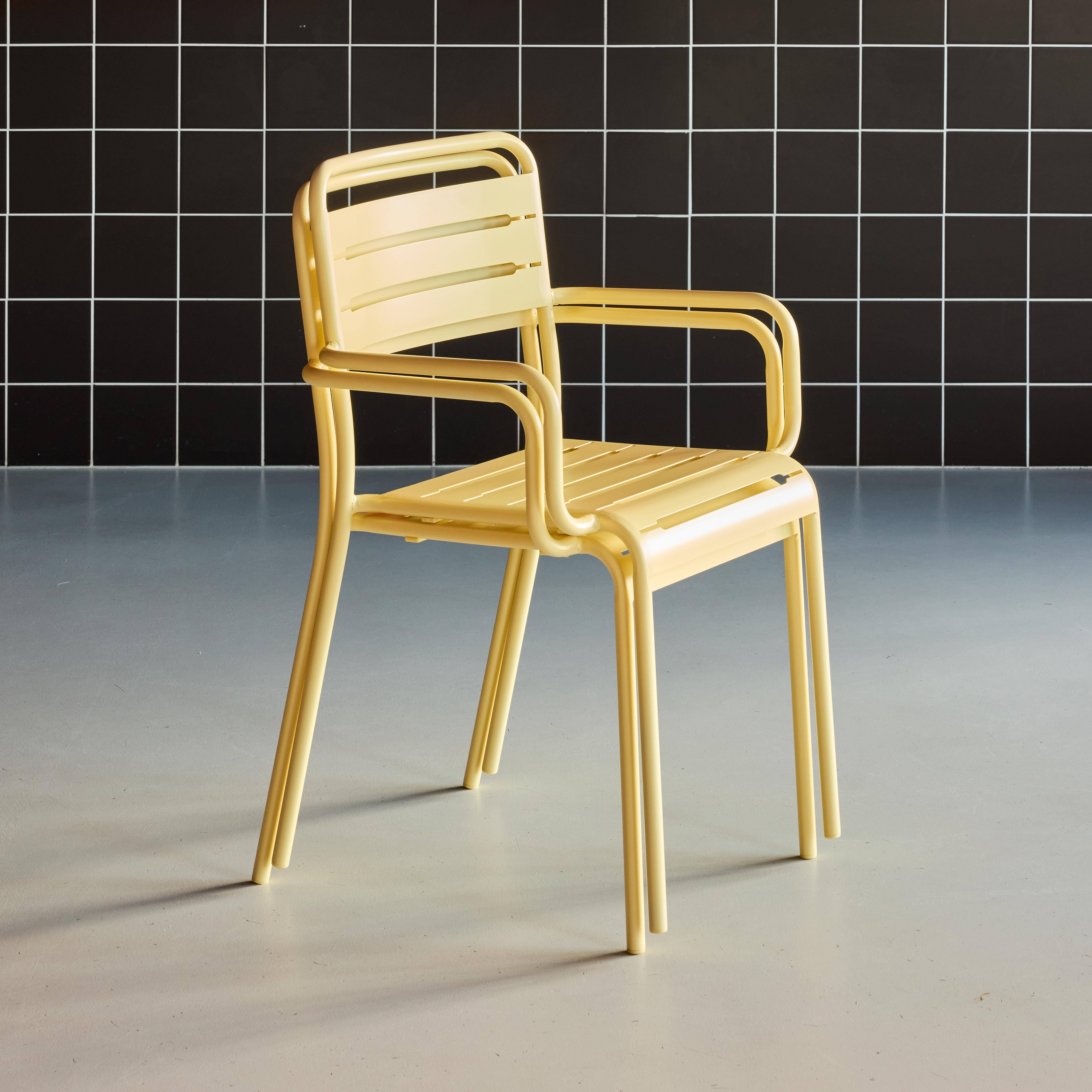 2er-Set Gartensessel aus Stahl, gelb, Amelia, B50.4 X T53 X H79.5cm,sweeek,Photo2