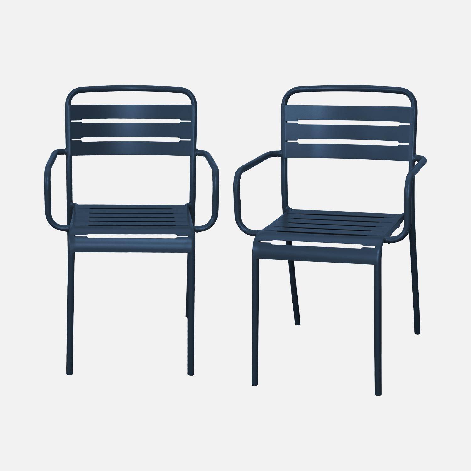 Lot de 2 fauteuils de jardin acier, 2 places, marine, Amelia, L50.4 X P53 X H79.5cm ,sweeek,Photo4