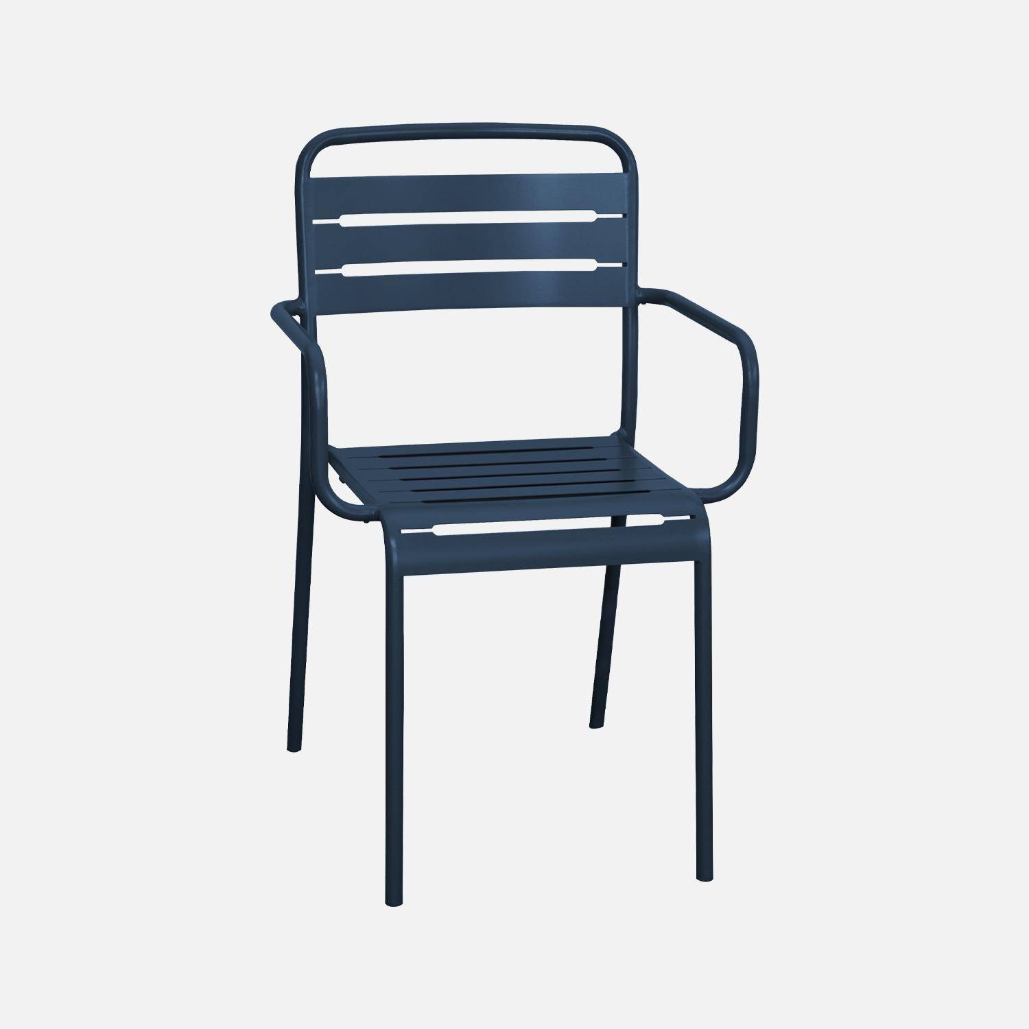 Set di 2 poltrone da giardino in acciaio, Amelia, Blu navy, 50.4x53x79.5 cm Photo4