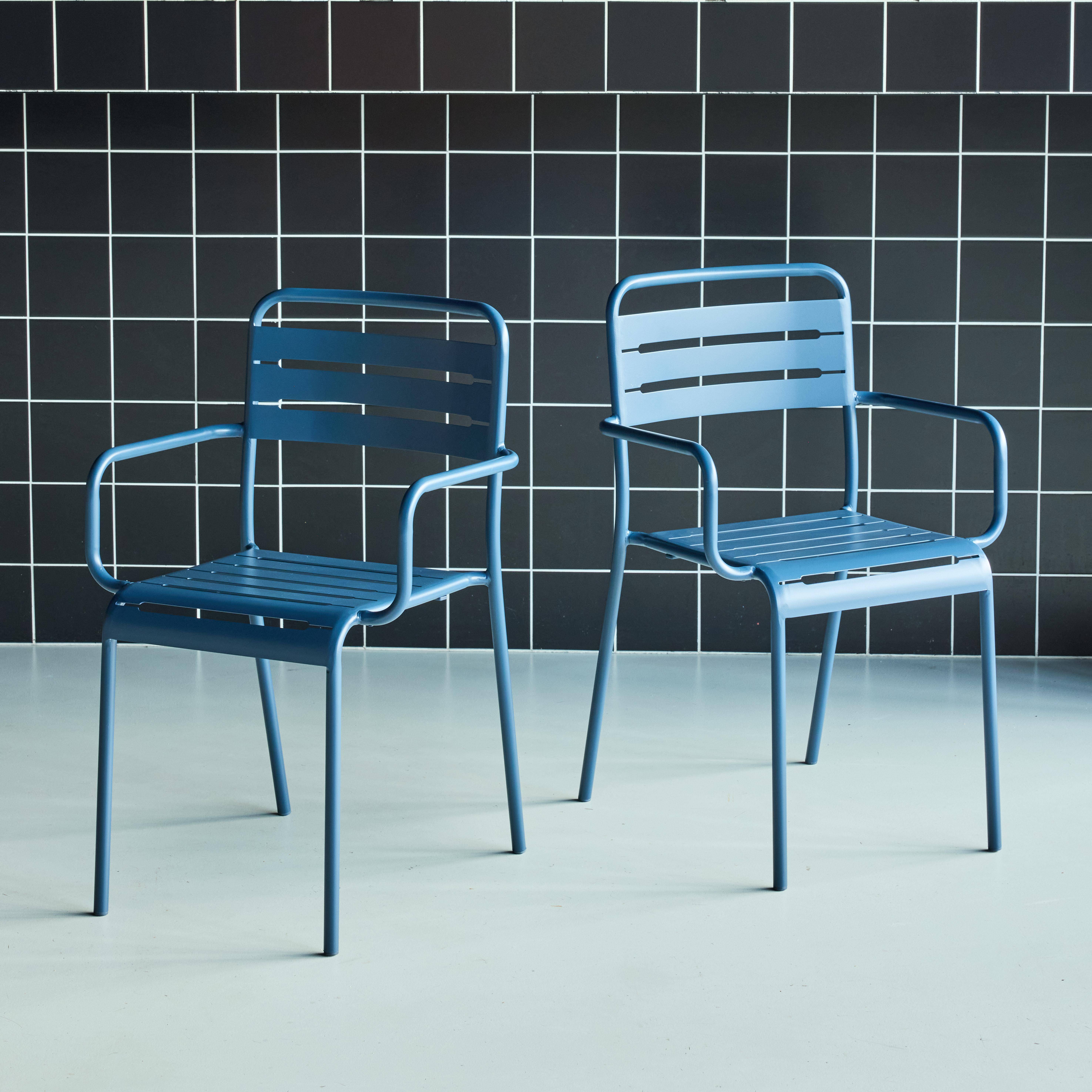 Set di 2 poltrone da giardino in acciaio, Amelia, Blu navy, 50.4x53x79.5 cm,sweeek,Photo1