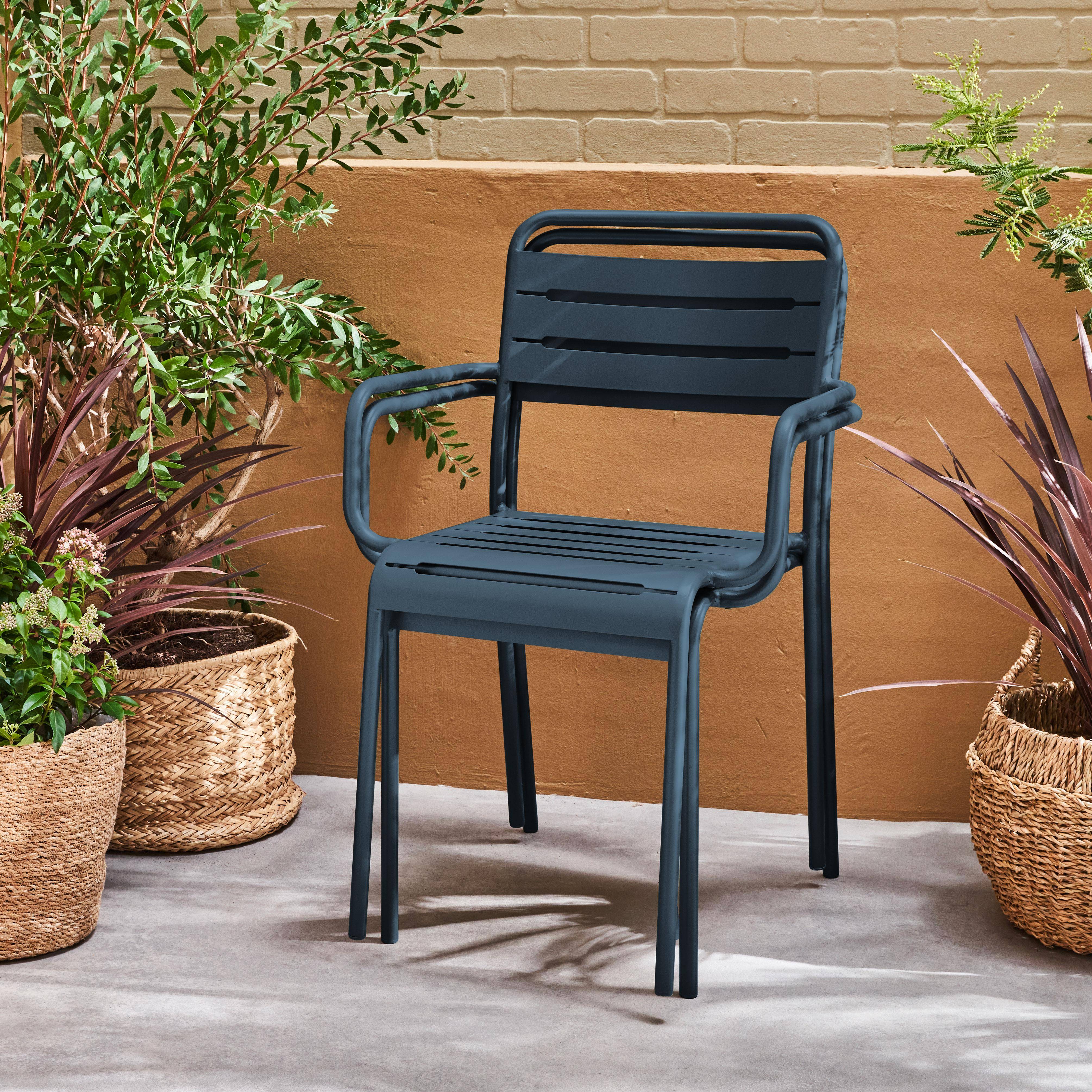 Set di 2 poltrone da giardino in acciaio, Amelia, Blu navy, 50.4x53x79.5 cm Photo2