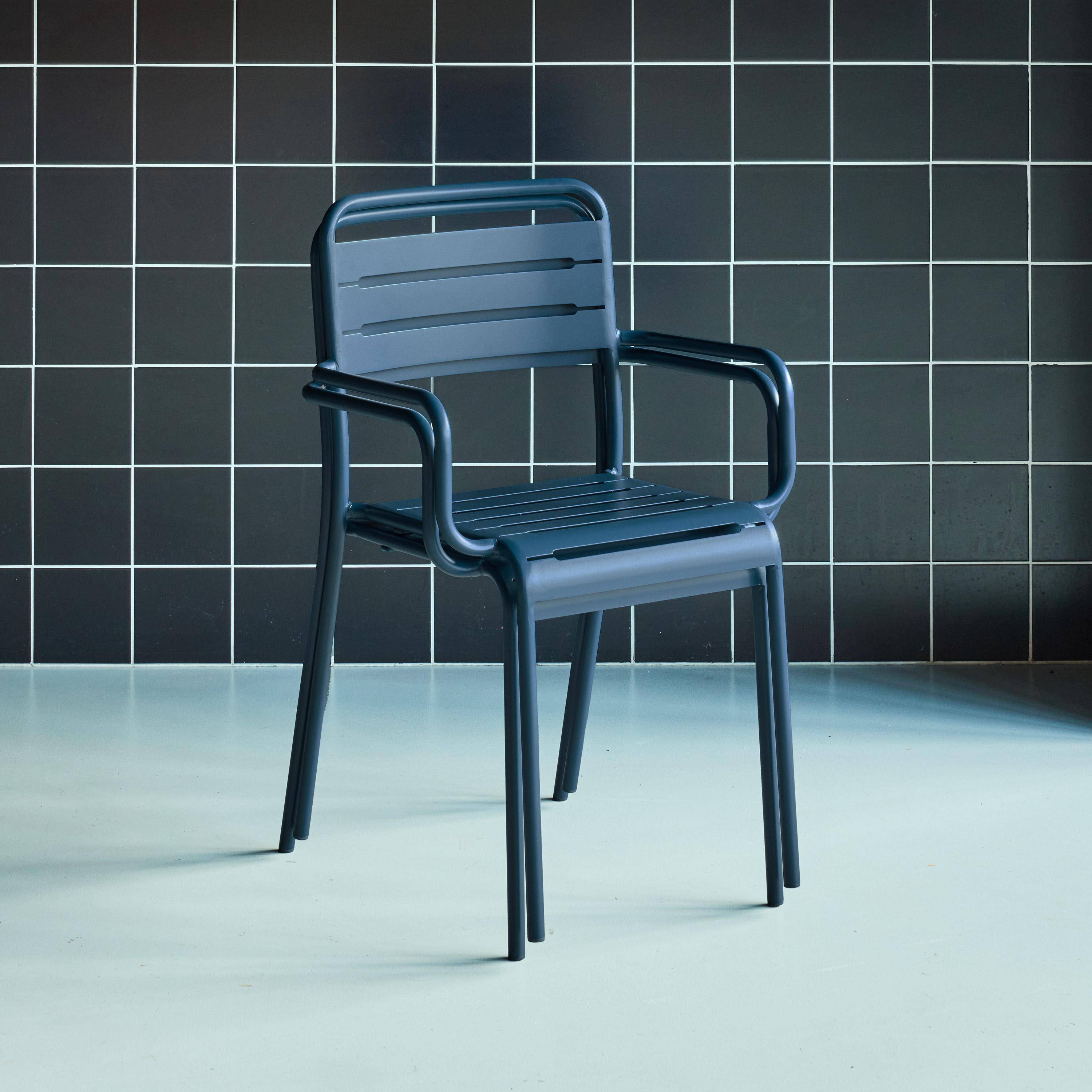 Zestaw 2 stalowych krzeseł ogrodowych, 2-osobowych, granatowy, Amelia, dł. 50,4 x gł. 53 x wys. 79,5 cm,sweeek,Photo3