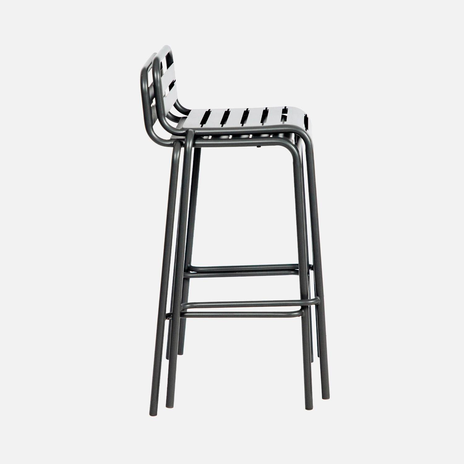 Lot de 2 chaises hautes de jardin acier, 2 places, anthracite, L 44 x P 41 x H 85cm  Photo7
