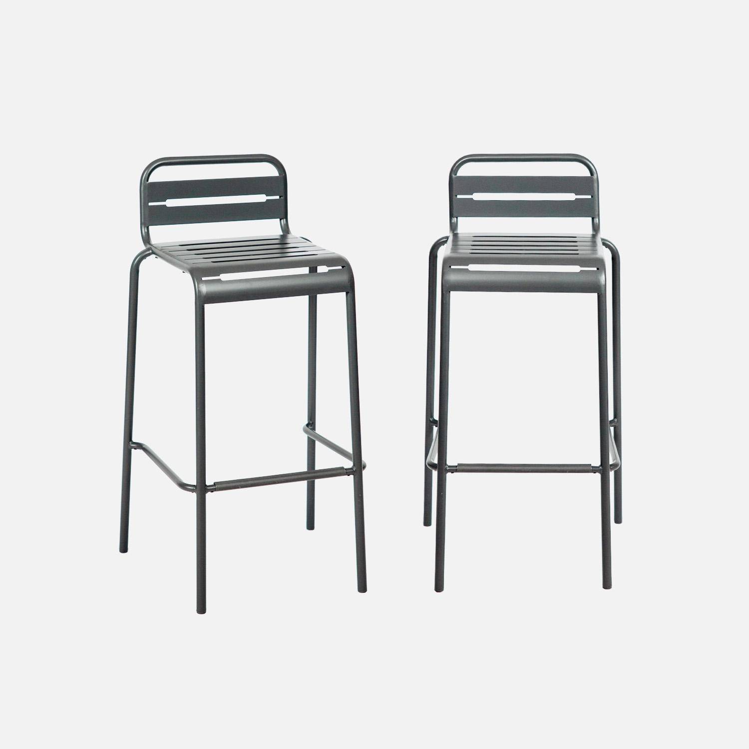 Lot de 2 chaises hautes de jardin acier, 2 places, anthracite, L 44 x P 41 x H 85cm  Photo5