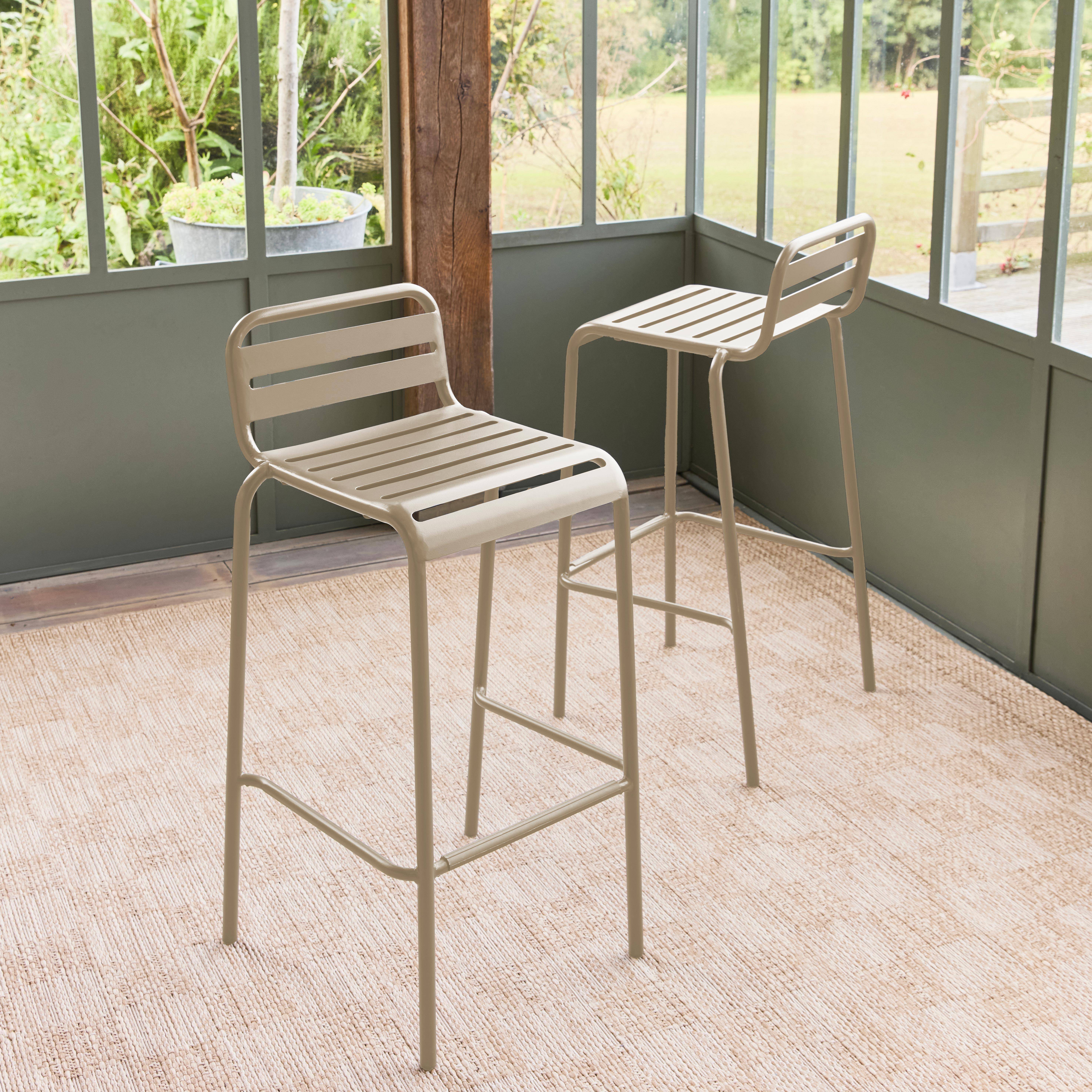 Set di 2 sedie da bar da giardino in acciaio, Amelia, Beige, 44x41x85 cm Photo2
