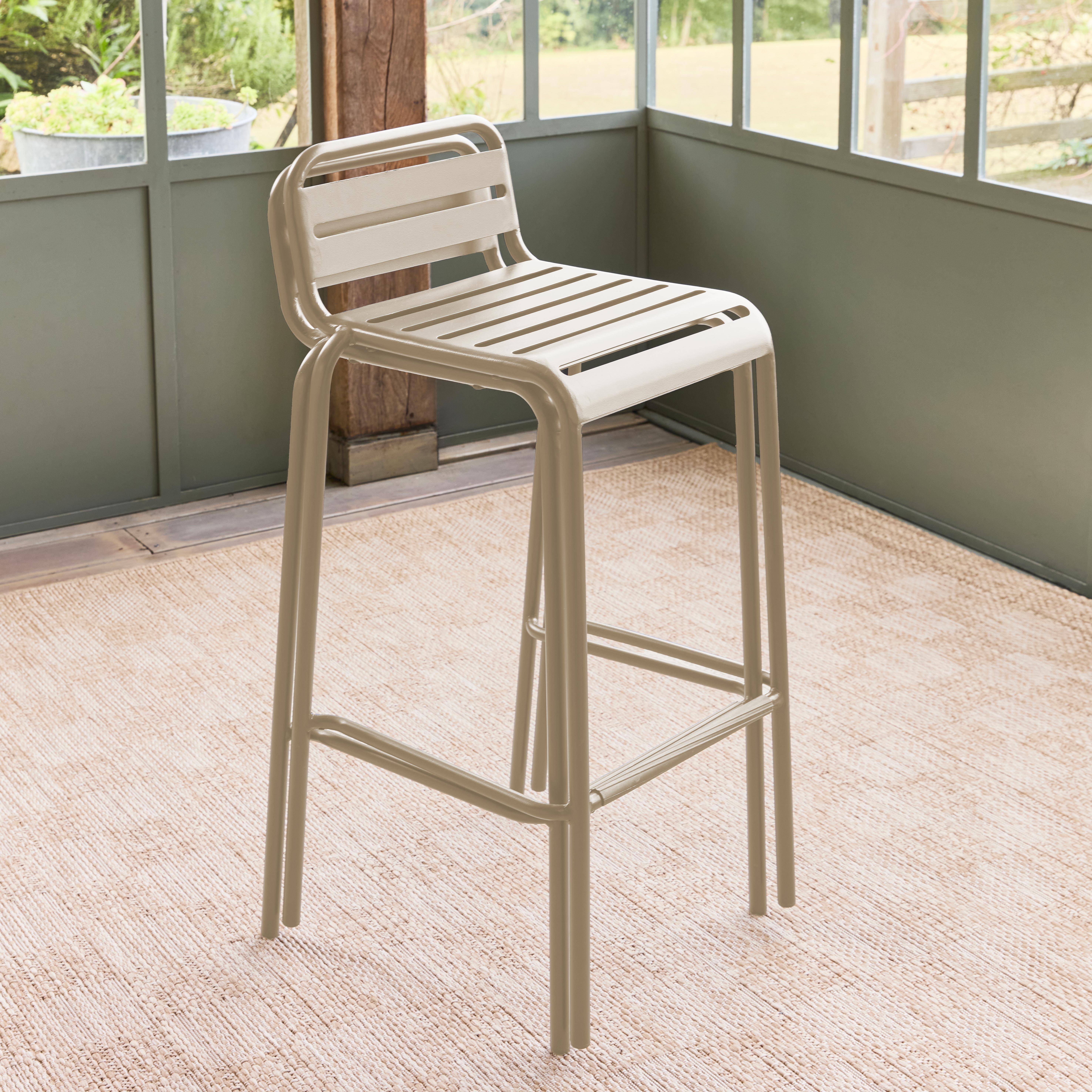 Set di 2 sedie da bar da giardino in acciaio, Amelia, Beige, 44x41x85 cm Photo3