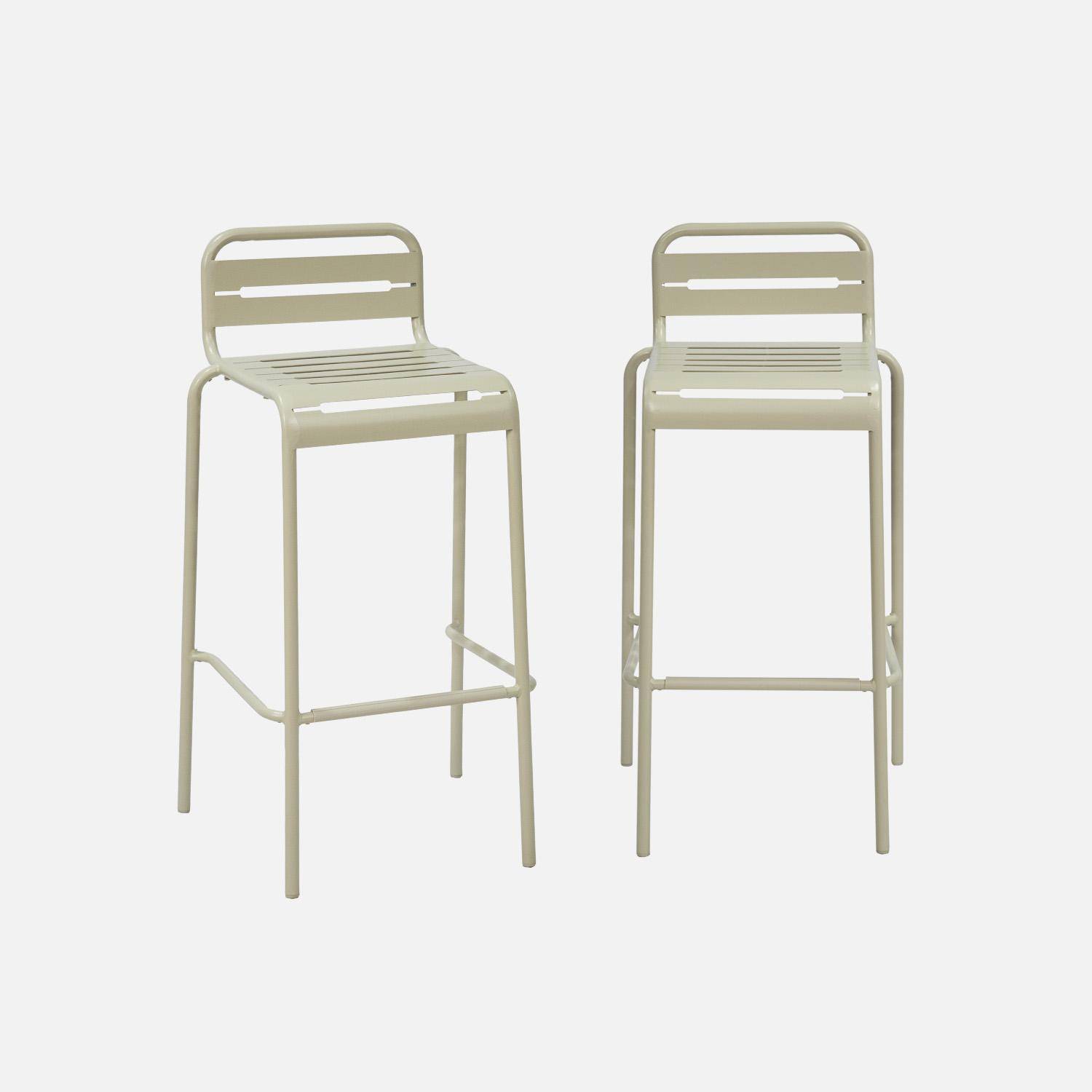 Set di 2 sedie da bar da giardino in acciaio, Amelia, Beige, 44x41x85 cm Photo5