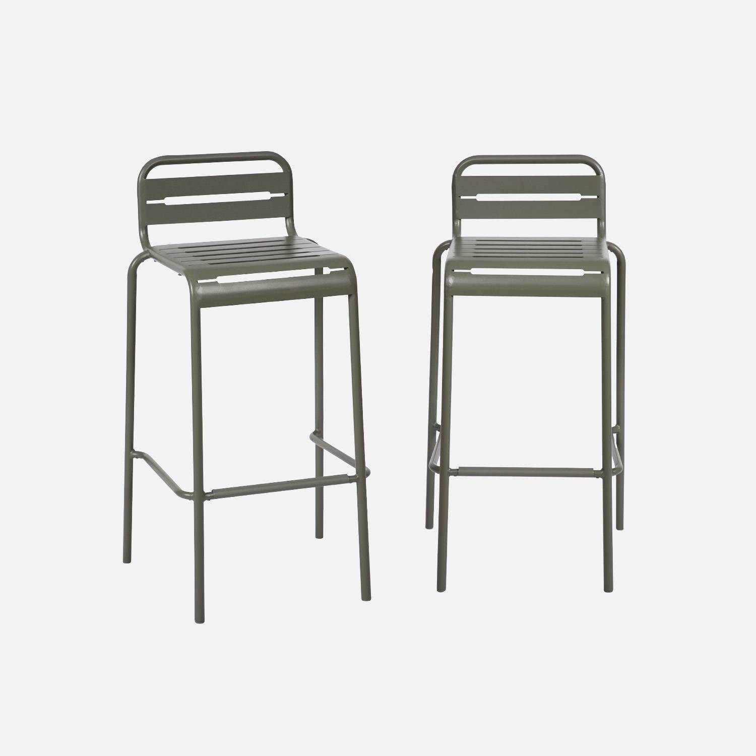 Trona de jardín de acero, set de 2, Verde kaki
