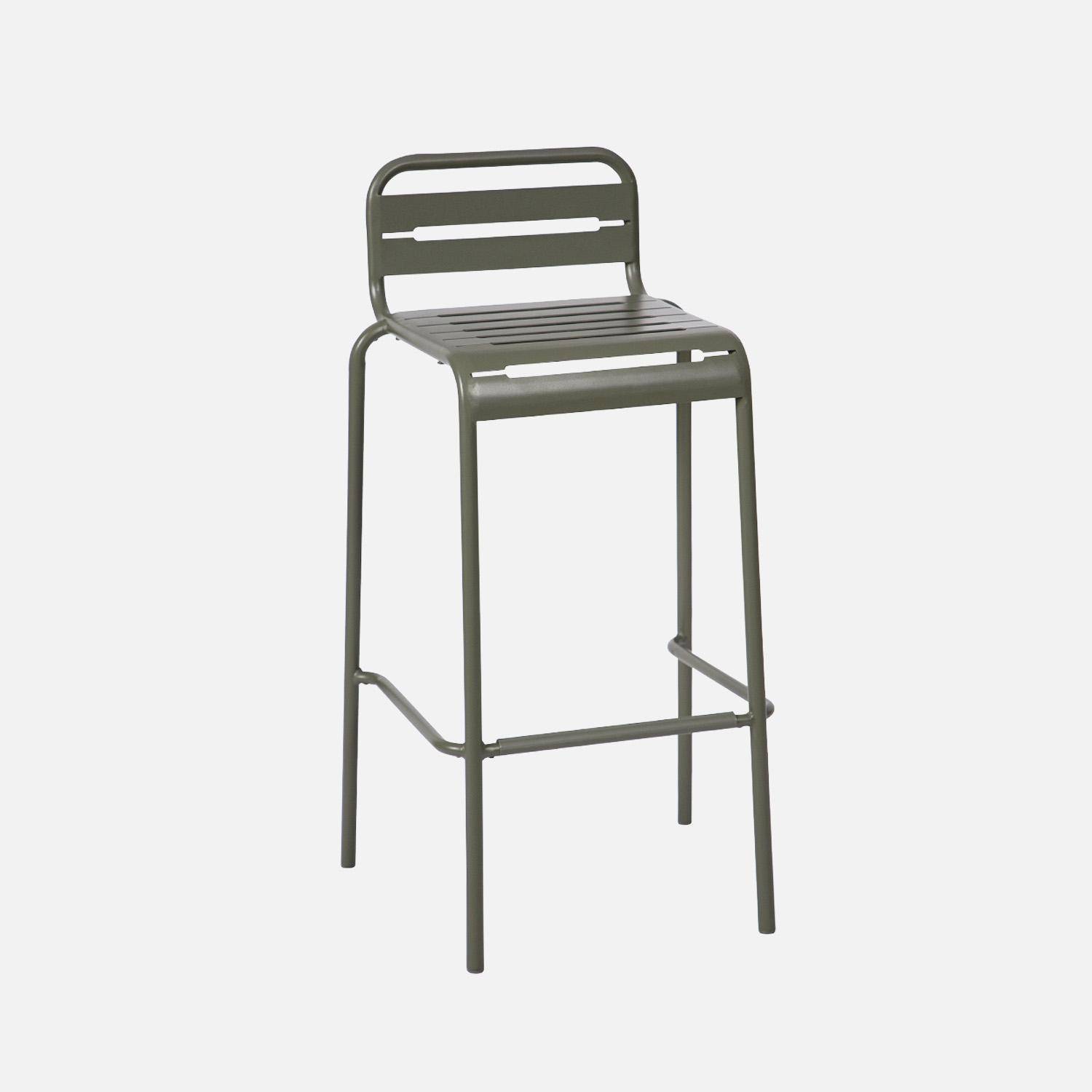 Pair of steel garden stackable high chairs, Amelia, Khaki Green, 44x41x85 cm Photo6