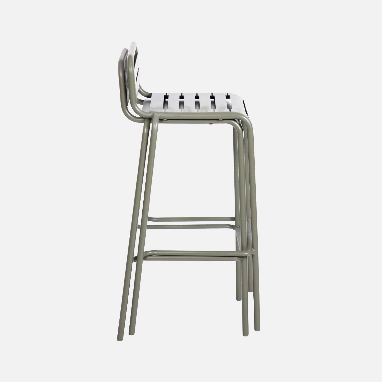 Pair of steel garden stackable high chairs, Amelia, Khaki Green, 44x41x85 cm Photo7