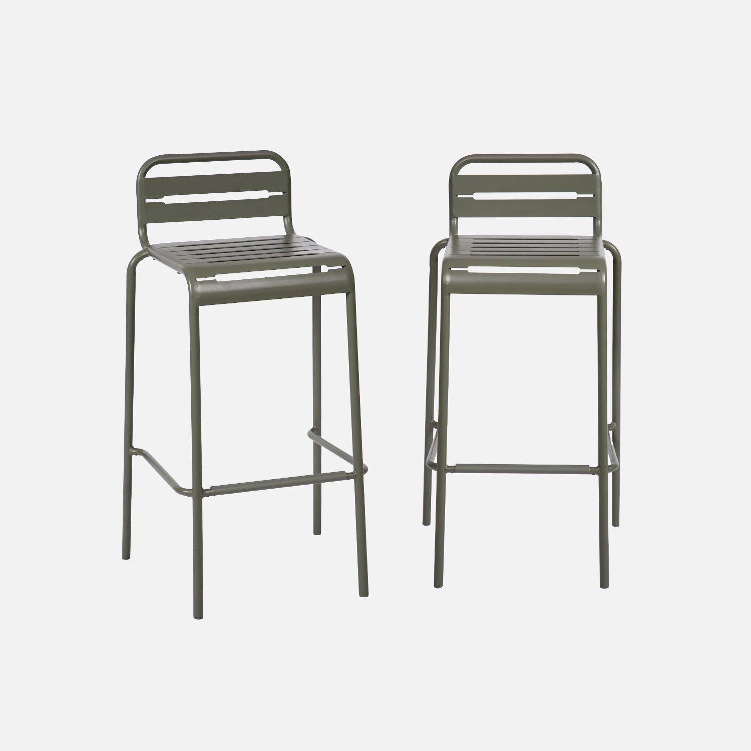 Pair of steel garden stackable high chairs, Amelia, Khaki Green, 44x41x85 cm Photo5
