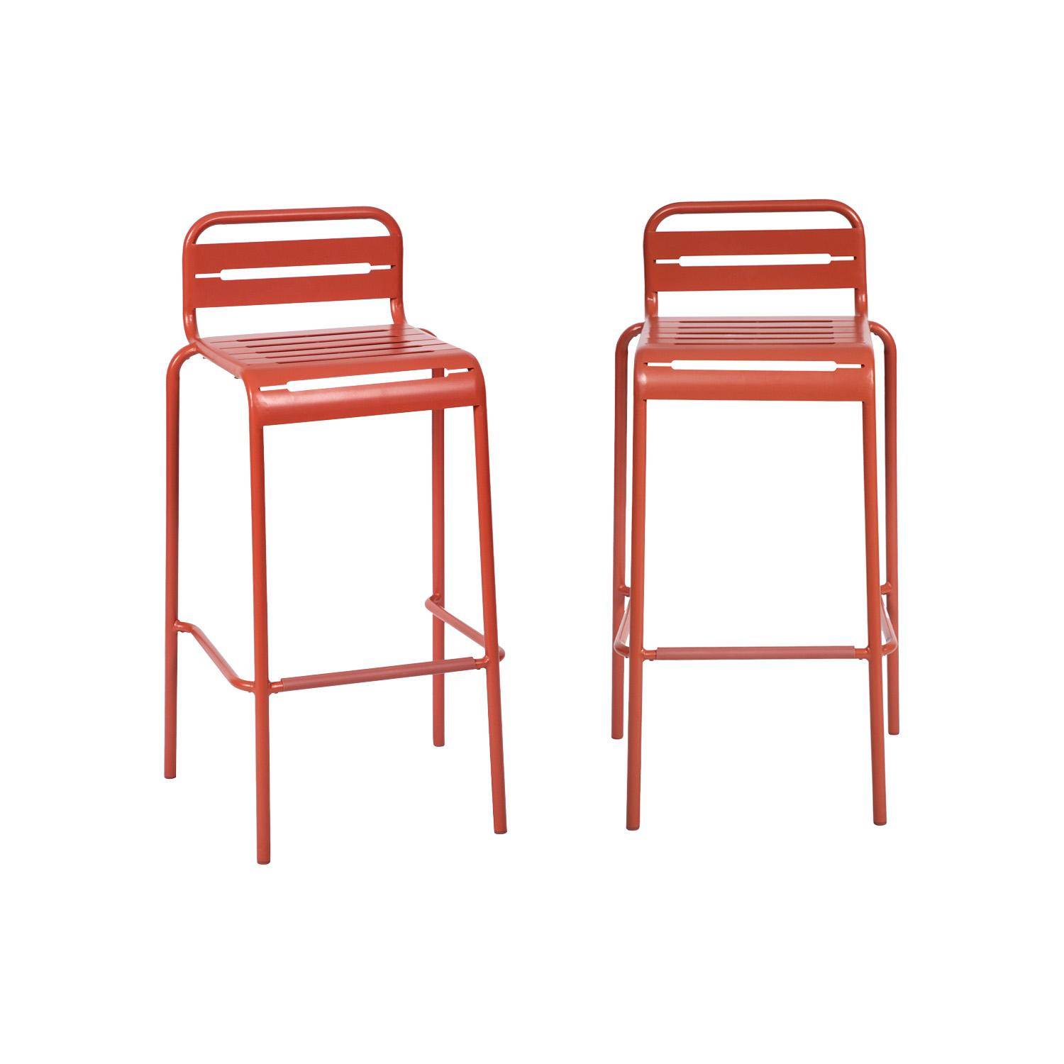 Set di 2 sedie da bar da giardino in acciaio, Amelia, Terracotta, 44x41x85 cm Photo5