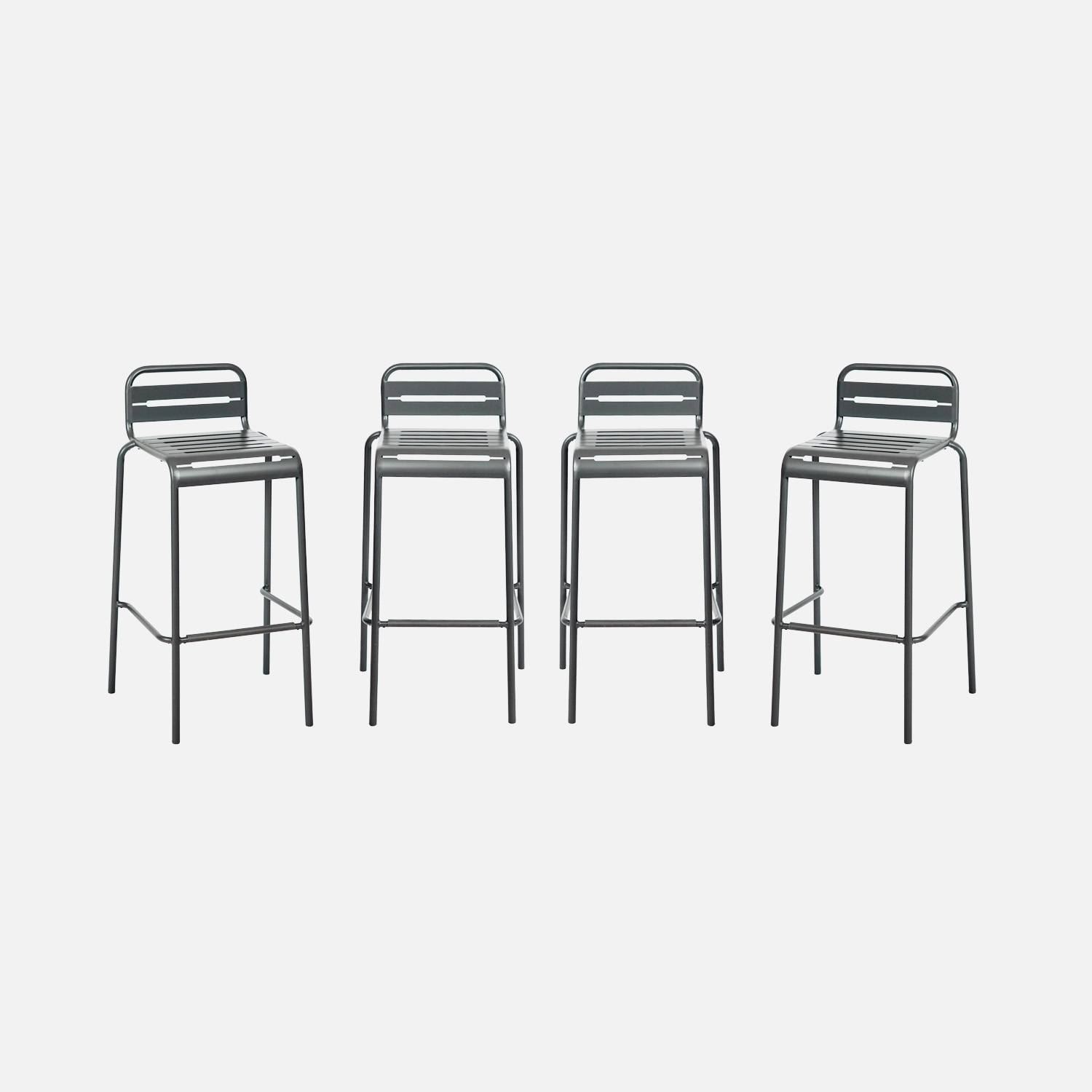 Trona de jardín de acero, set de 4, Antracita