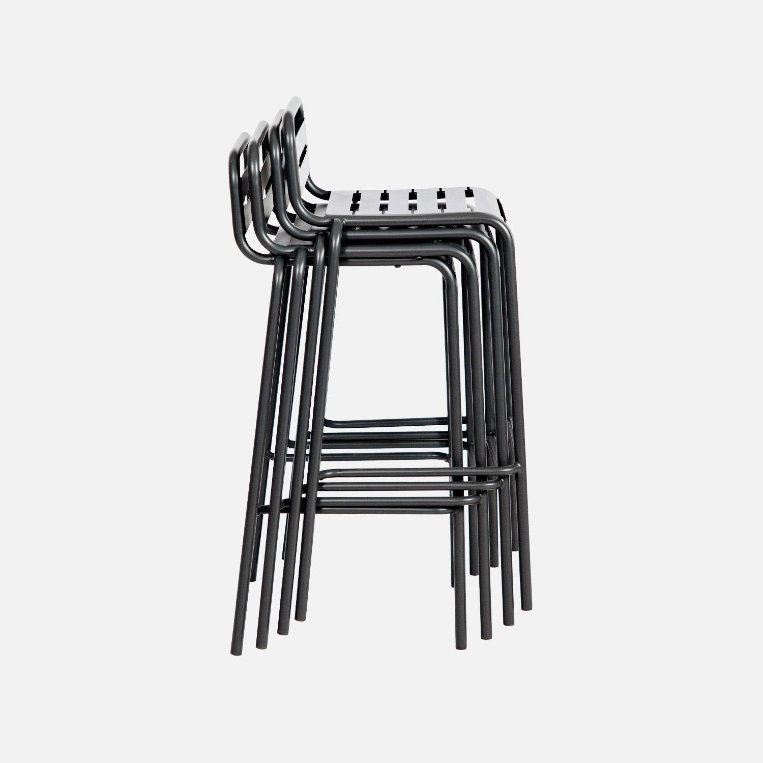 Lot de 4 chaises hautes de jardin acier, 4 places, anthracite, L 44 x P 41 x H 85cm  Photo6