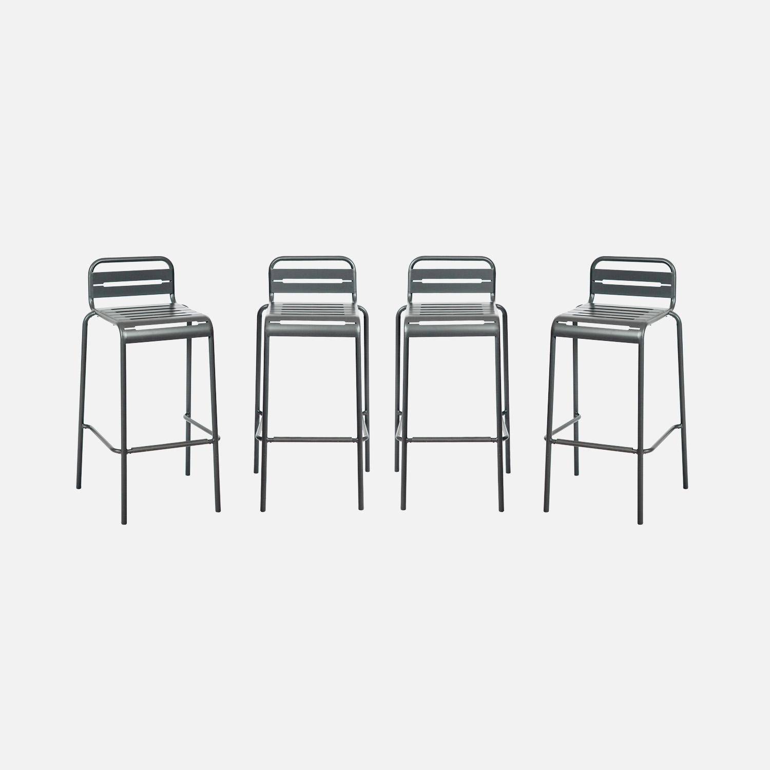 Lot de 4 chaises hautes de jardin acier, 4 places, anthracite, L 44 x P 41 x H 85cm ,sweeek,Photo4