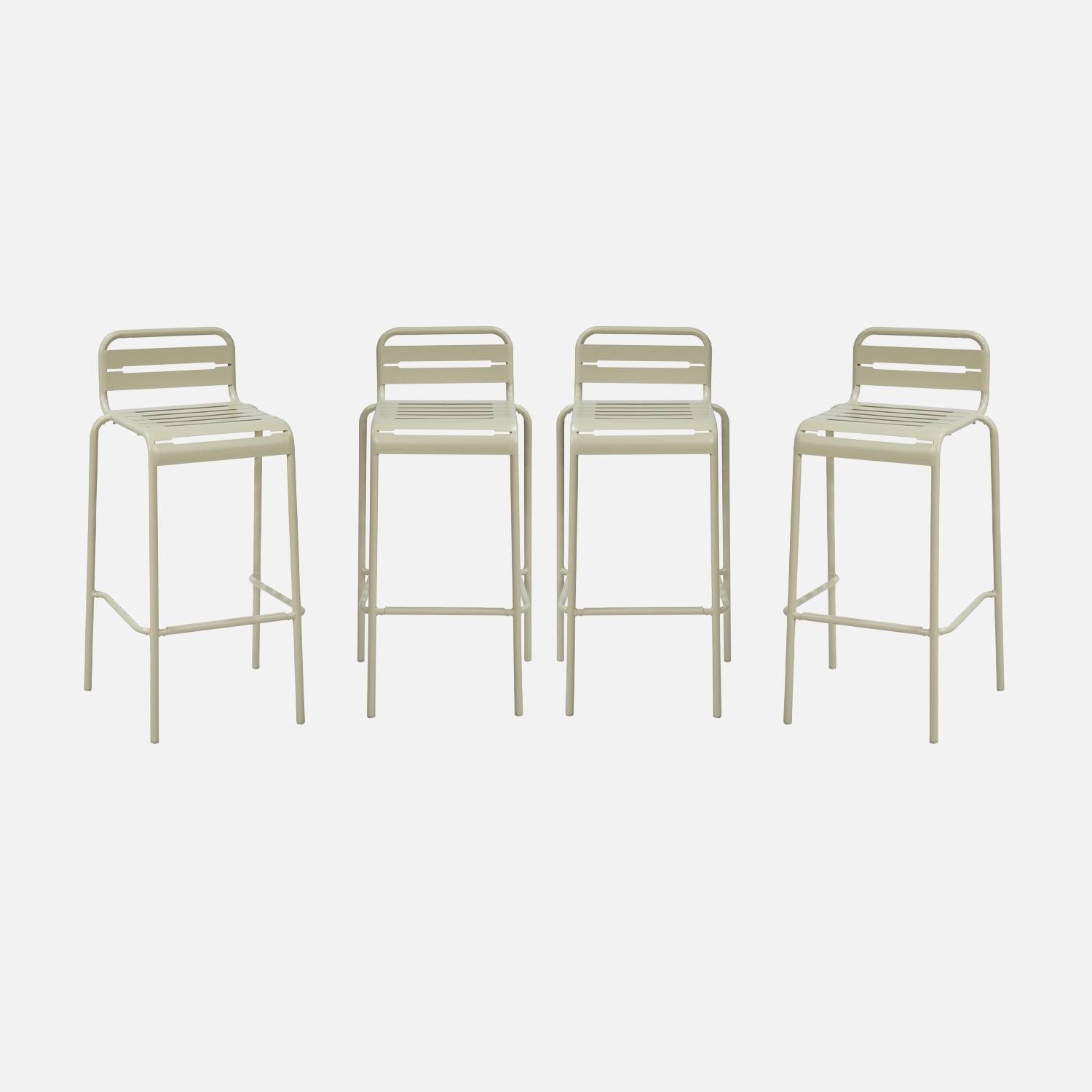 Trona de jardín de acero, set de 4, Beige