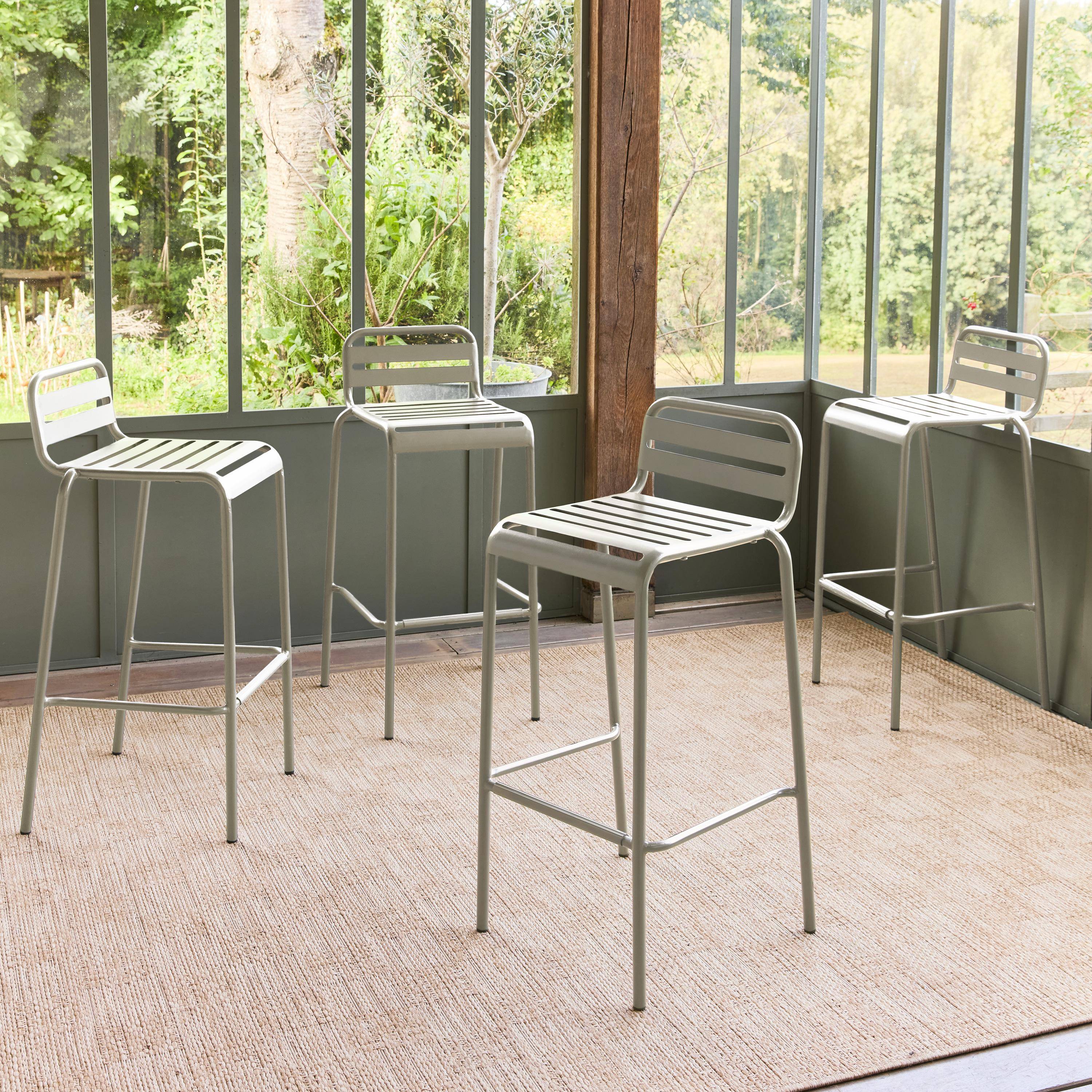 Taburete de jardín bistró de acero, set de 4 Beige - 44x41x85 cm Photo1