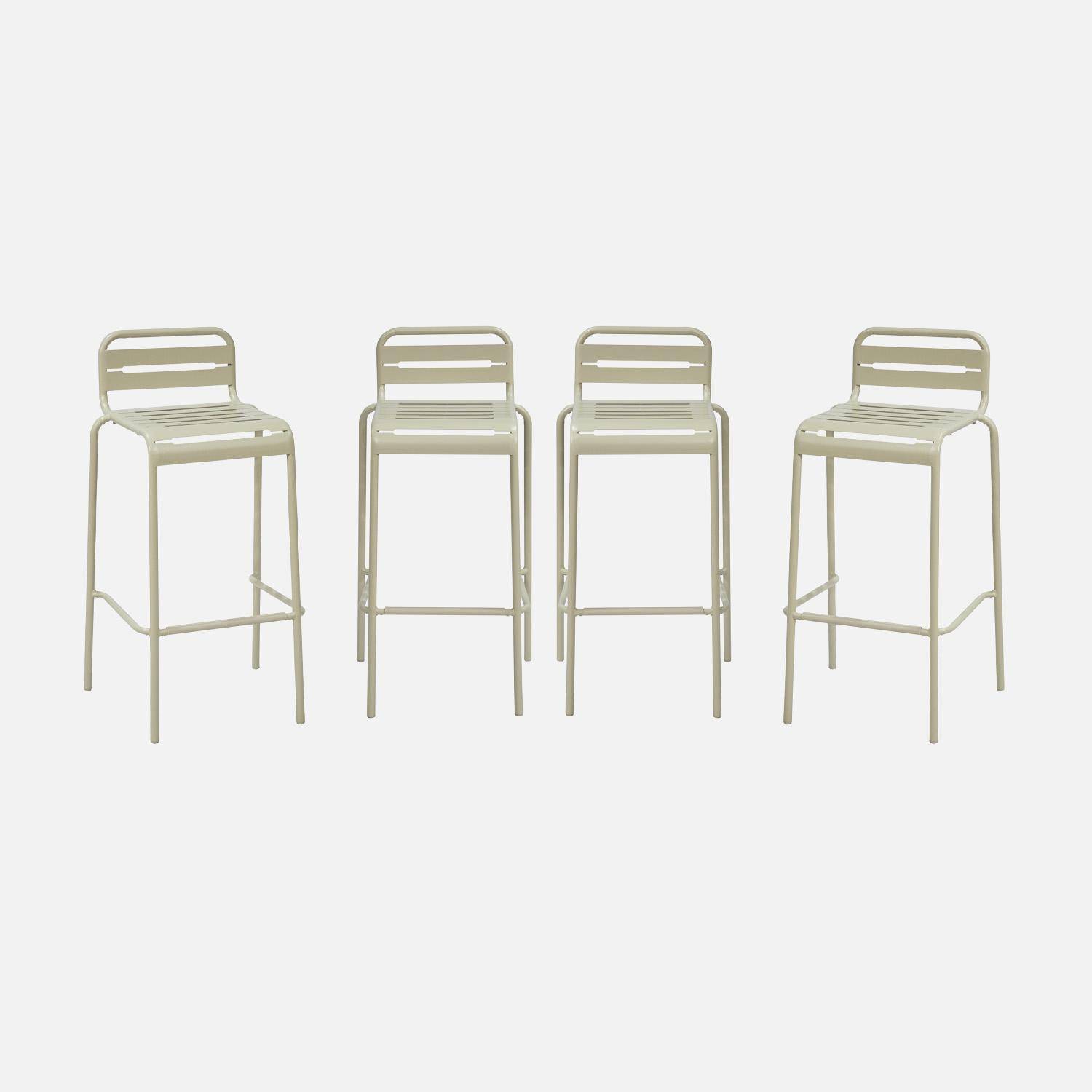 Trona de jardín de acero, set de 4, Amelia, Beige, 44x41x85 cm Photo4